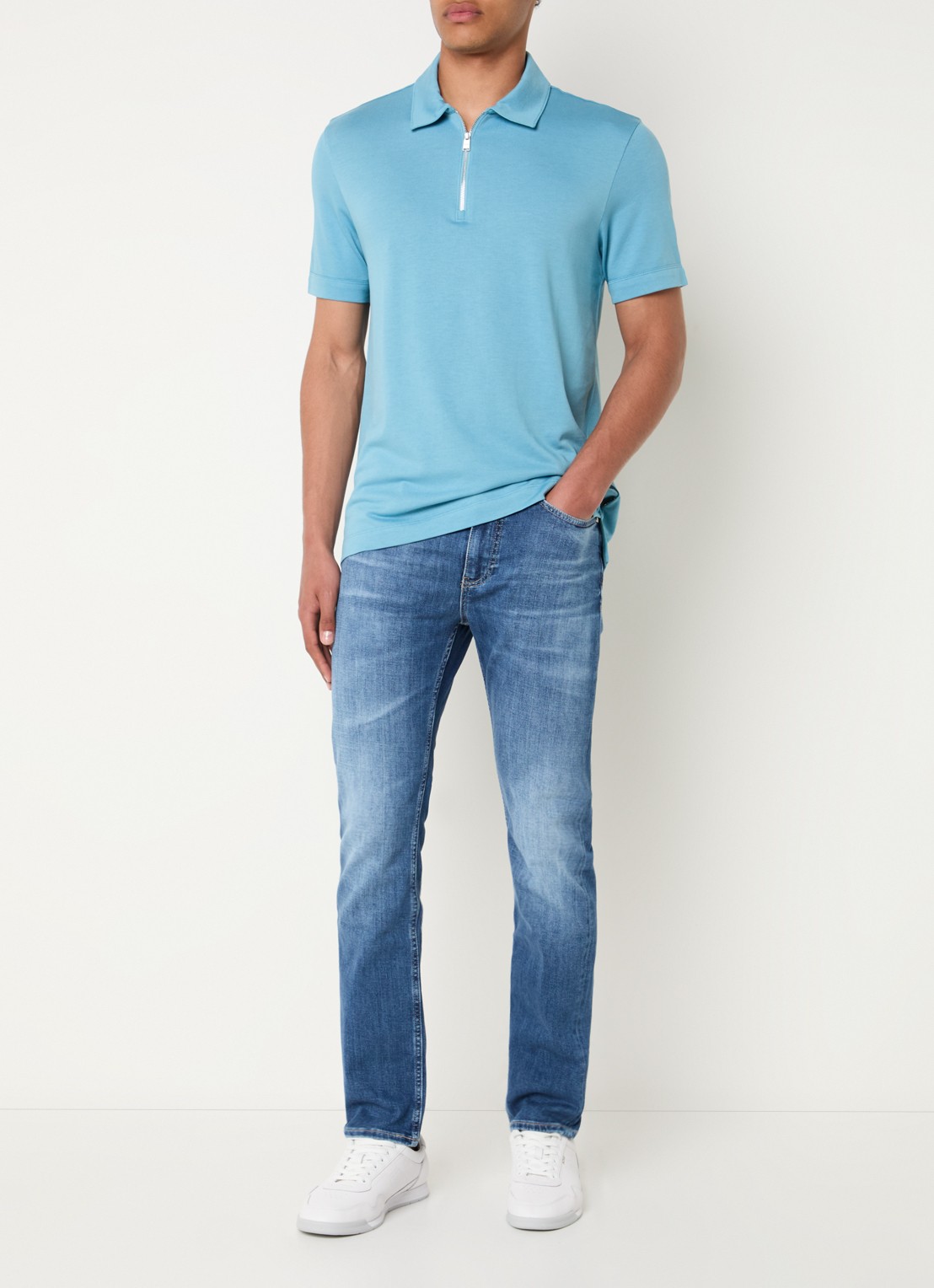 BOSS C-Delaware slim fit jeans met donkere wassing - voorkant 5 indigo