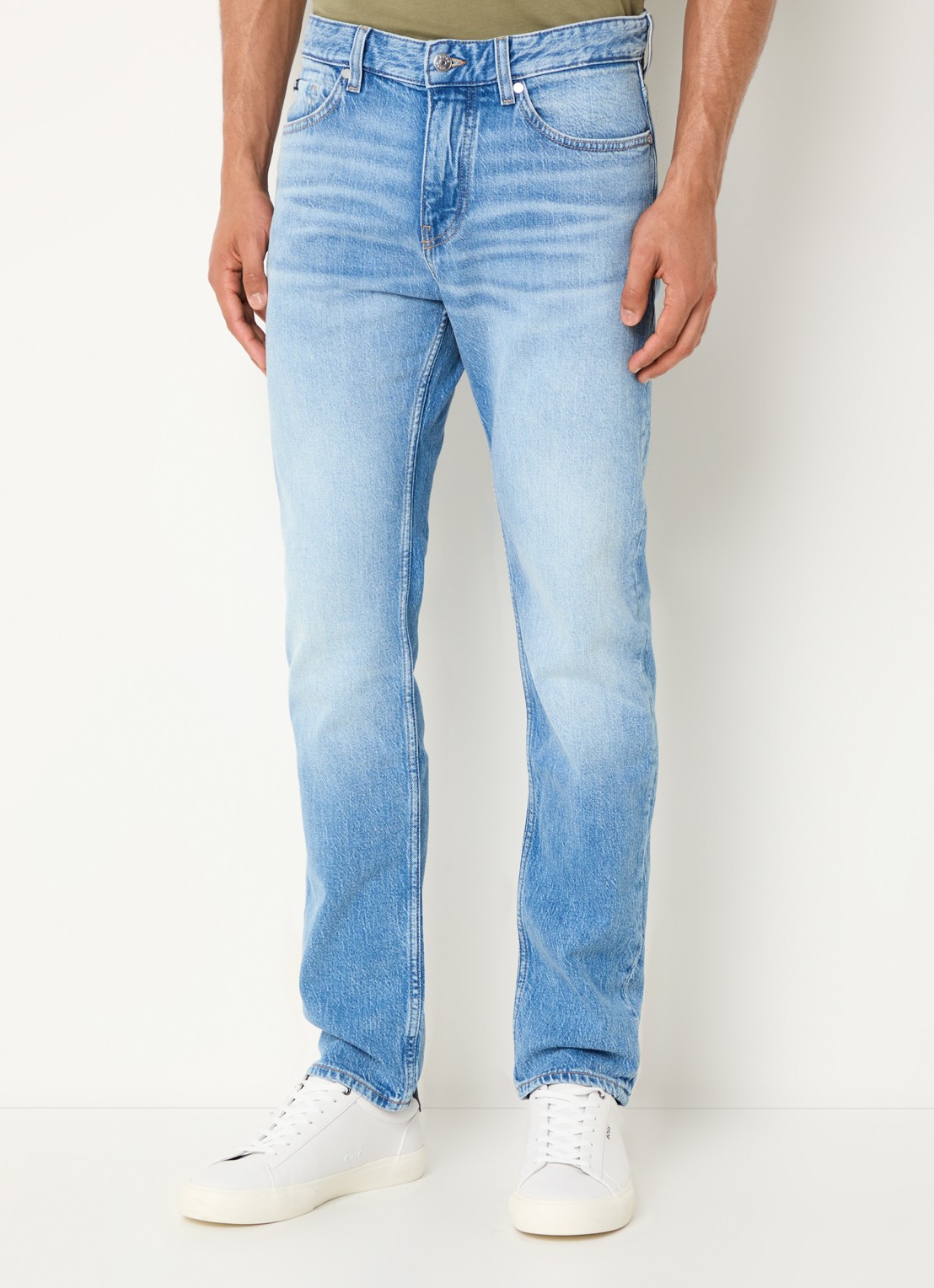 BOSS C-Delaware slim fit jeans met lichte wassing - detail 4 indigo