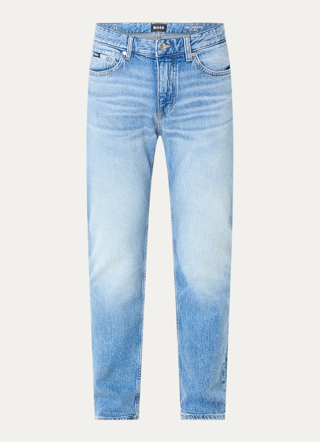BOSS C-Delaware slim fit jeans met lichte wassing - voorkant 2 indigo