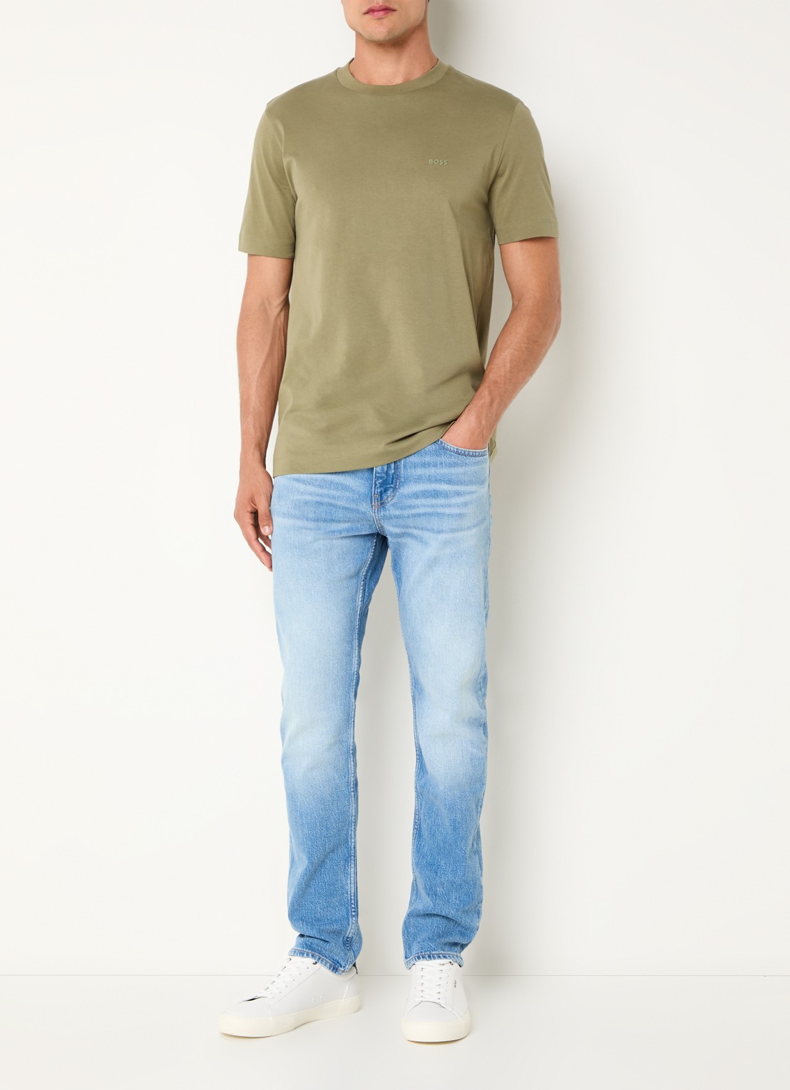 BOSS C-Delaware slim fit jeans met lichte wassing - voorkant 3 indigo