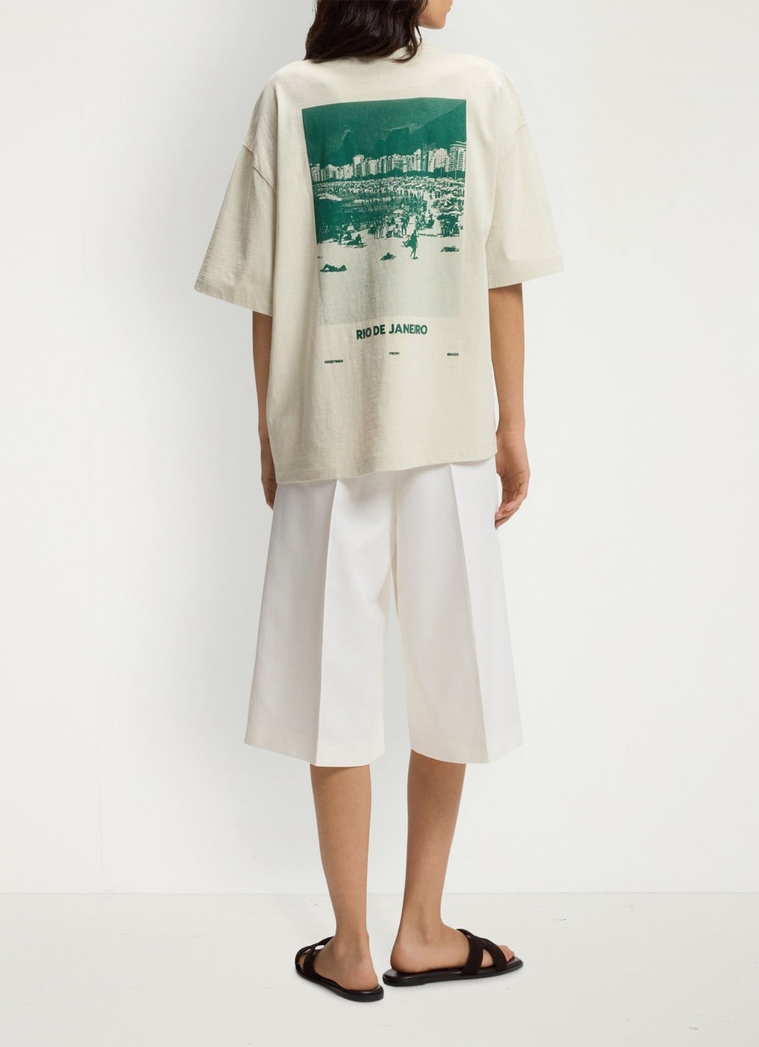 BOSS C_Eboys_2 T-shirt met logo- en backprint - achterkant 5 open green-354 / groen