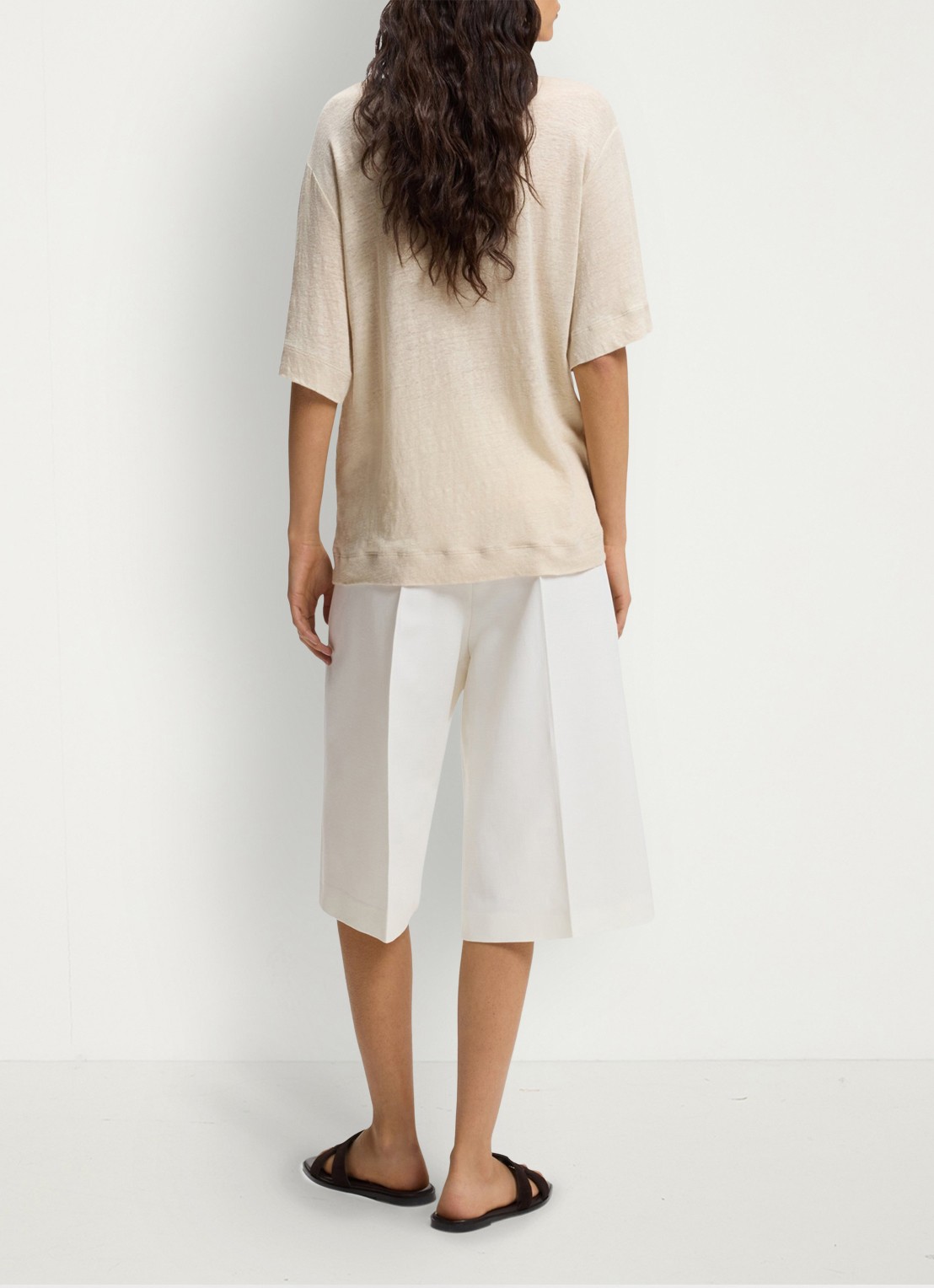 BOSS C_Emma T-shirt van linnen  - achterkant 5 open beige-287 / beige