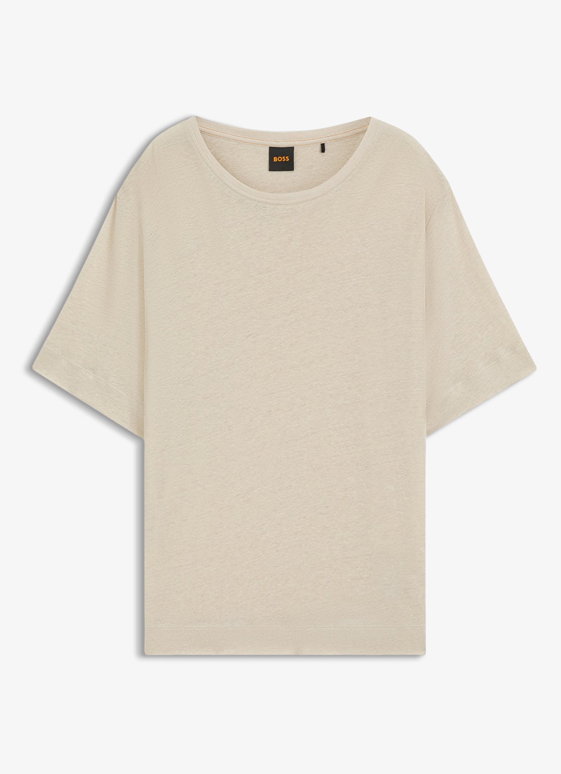 BOSS C_Emma T-shirt van linnen  - voorkant 3 open beige-287 / beige