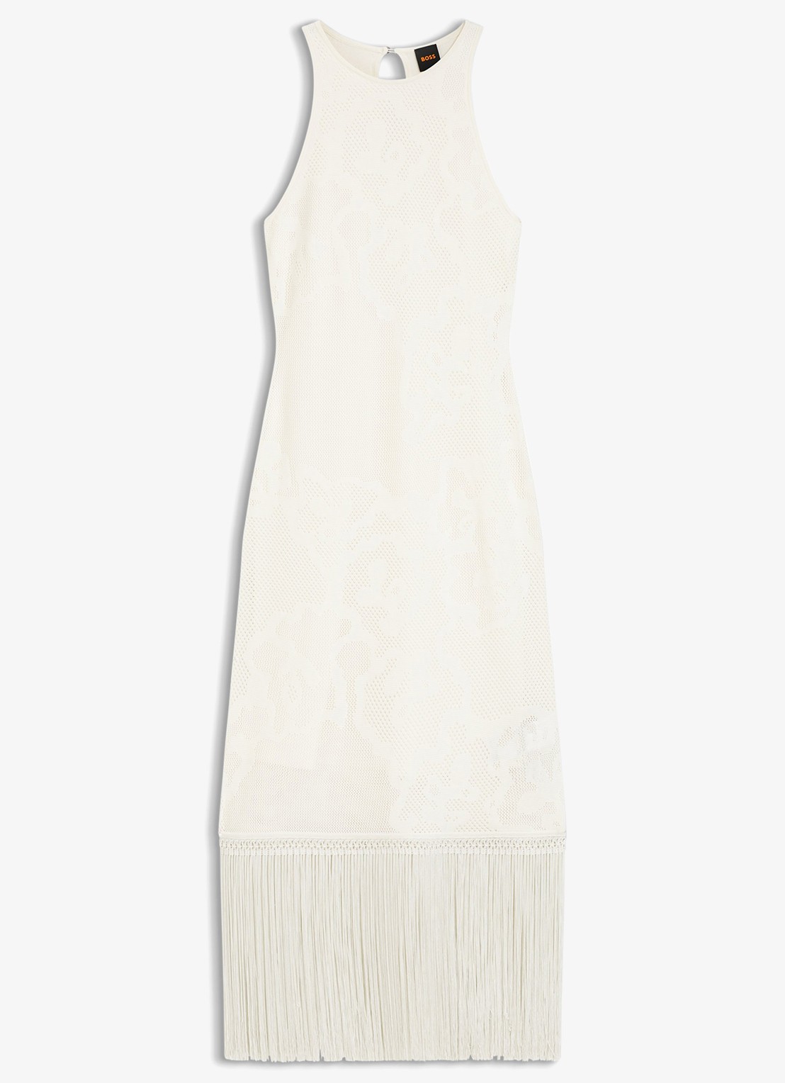 BOSS C_Farseille midi jurk met bloemenprint - voorkant open white-118 / wit
