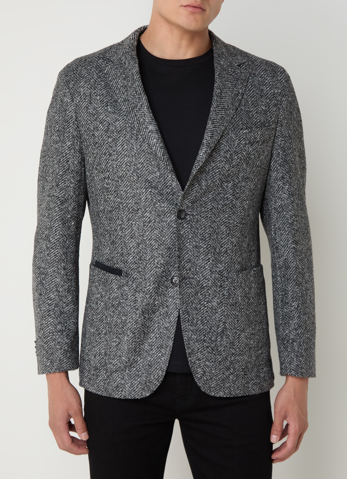 BOSS C-Jaye regular fit colbert in scheerwolblend - detail 4 grijs