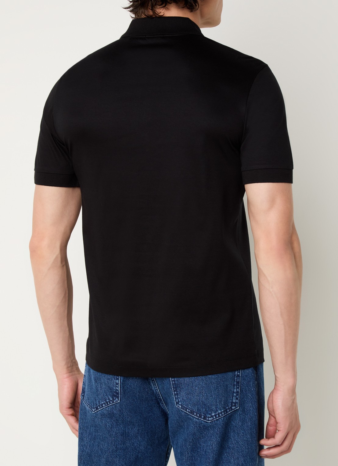 BOSS C-Polston slim fit polo met halve rits - achterkant zwart