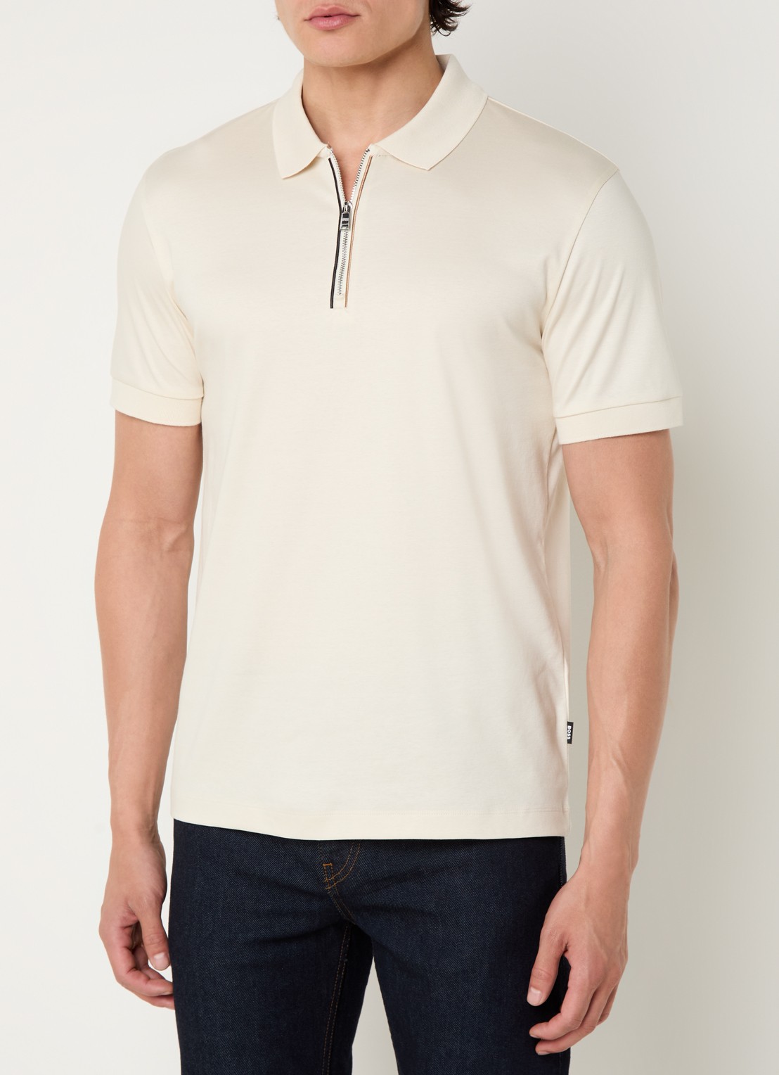 BOSS C-Polston slim fit polo met halve rits - detail 2 vanillegeel