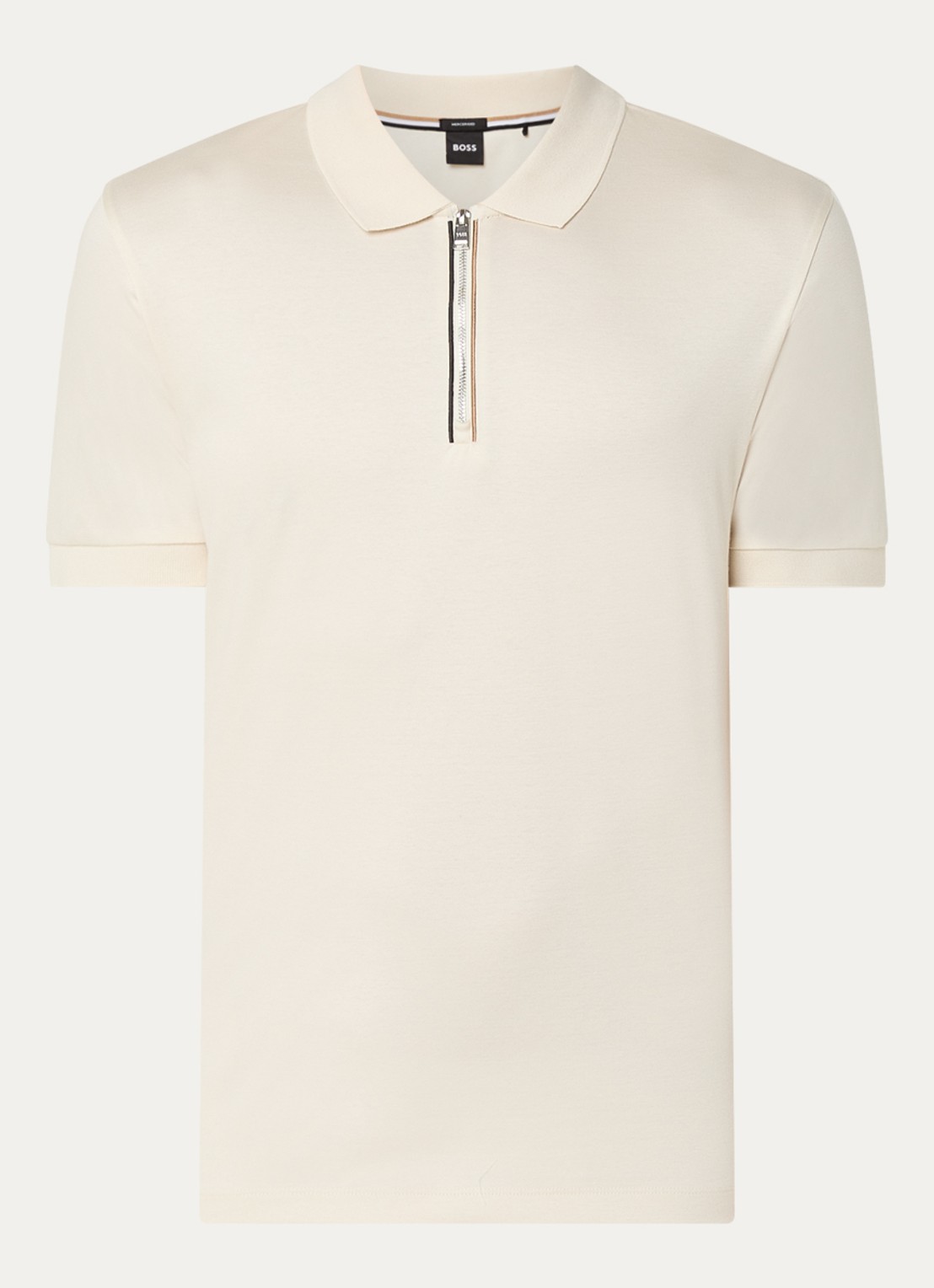BOSS C-Polston slim fit polo met halve rits - voorkant 3 vanillegeel