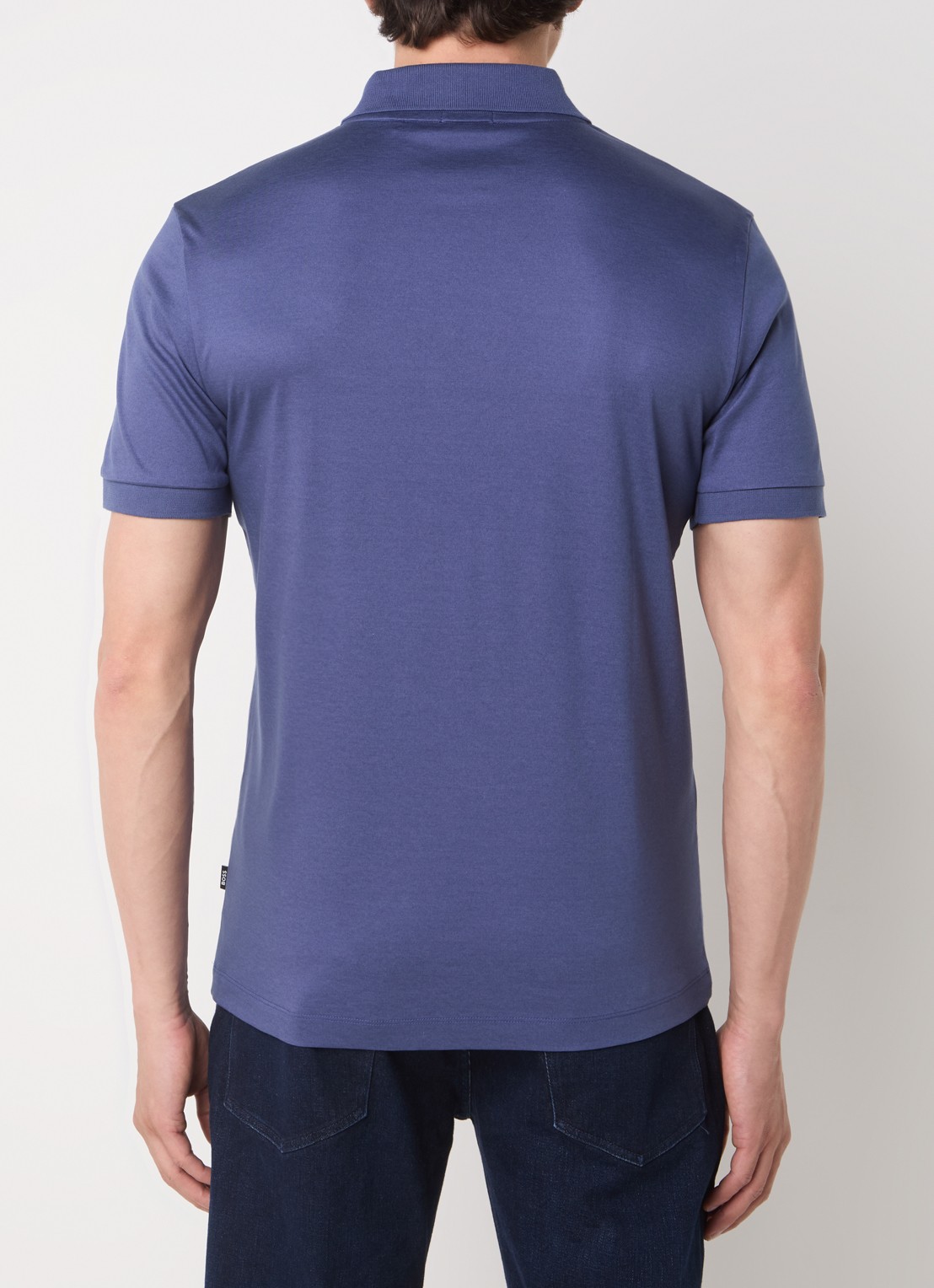 BOSS C-Polston slim fit polo met halve rits - achterkant blauw