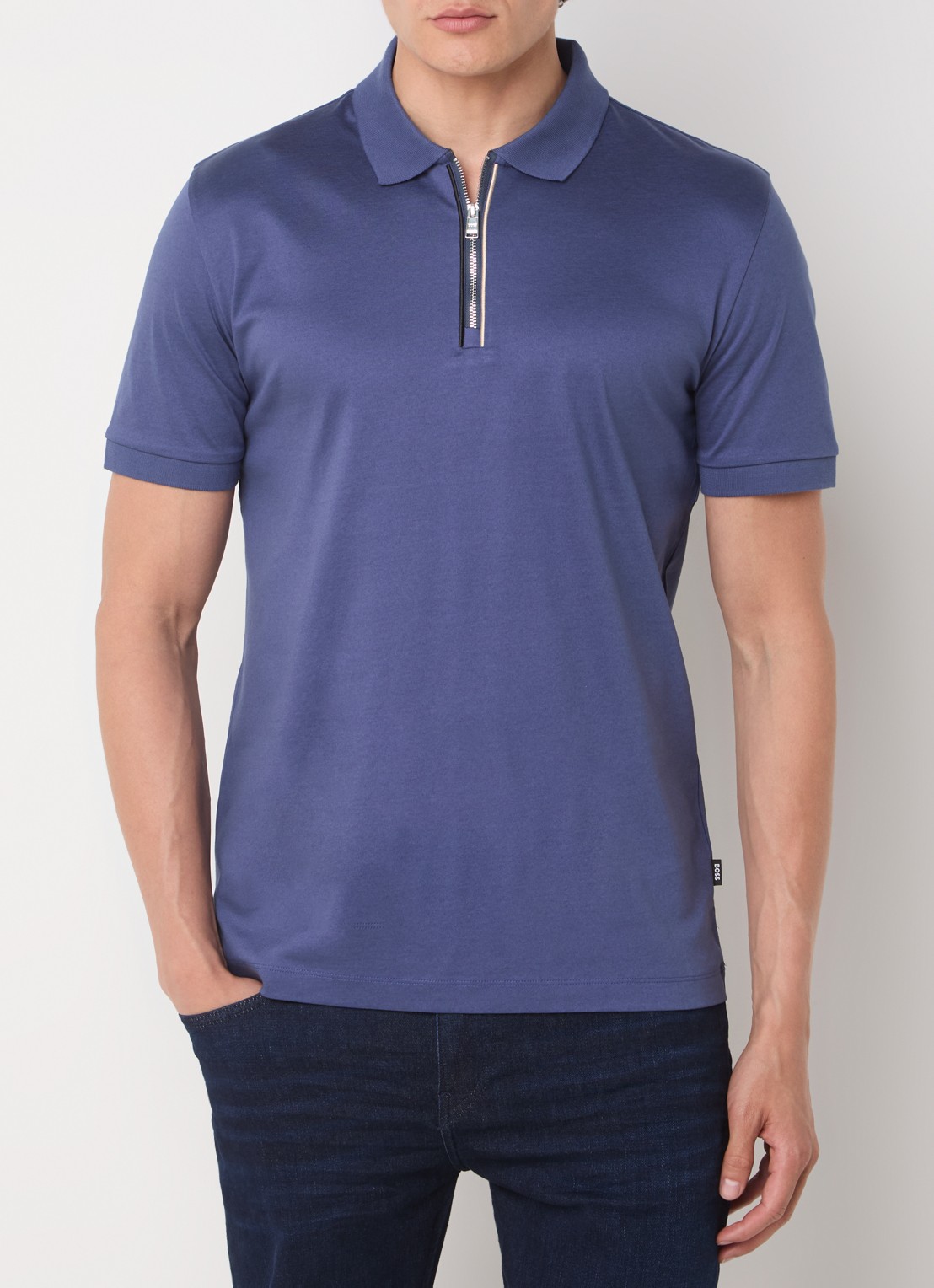 BOSS C-Polston slim fit polo met halve rits - detail 2 blauw