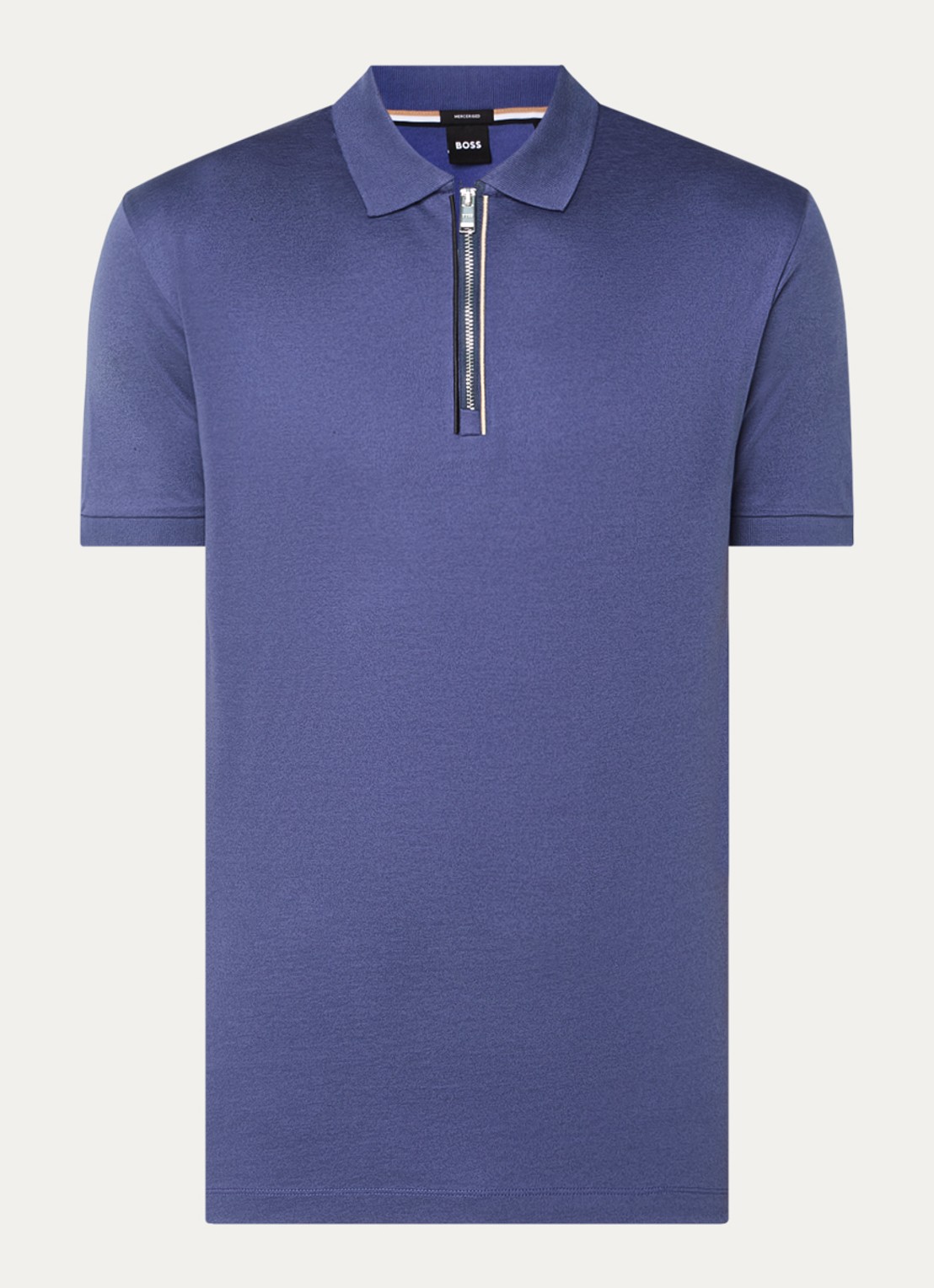 BOSS C-Polston slim fit polo met halve rits - voorkant 3 blauw