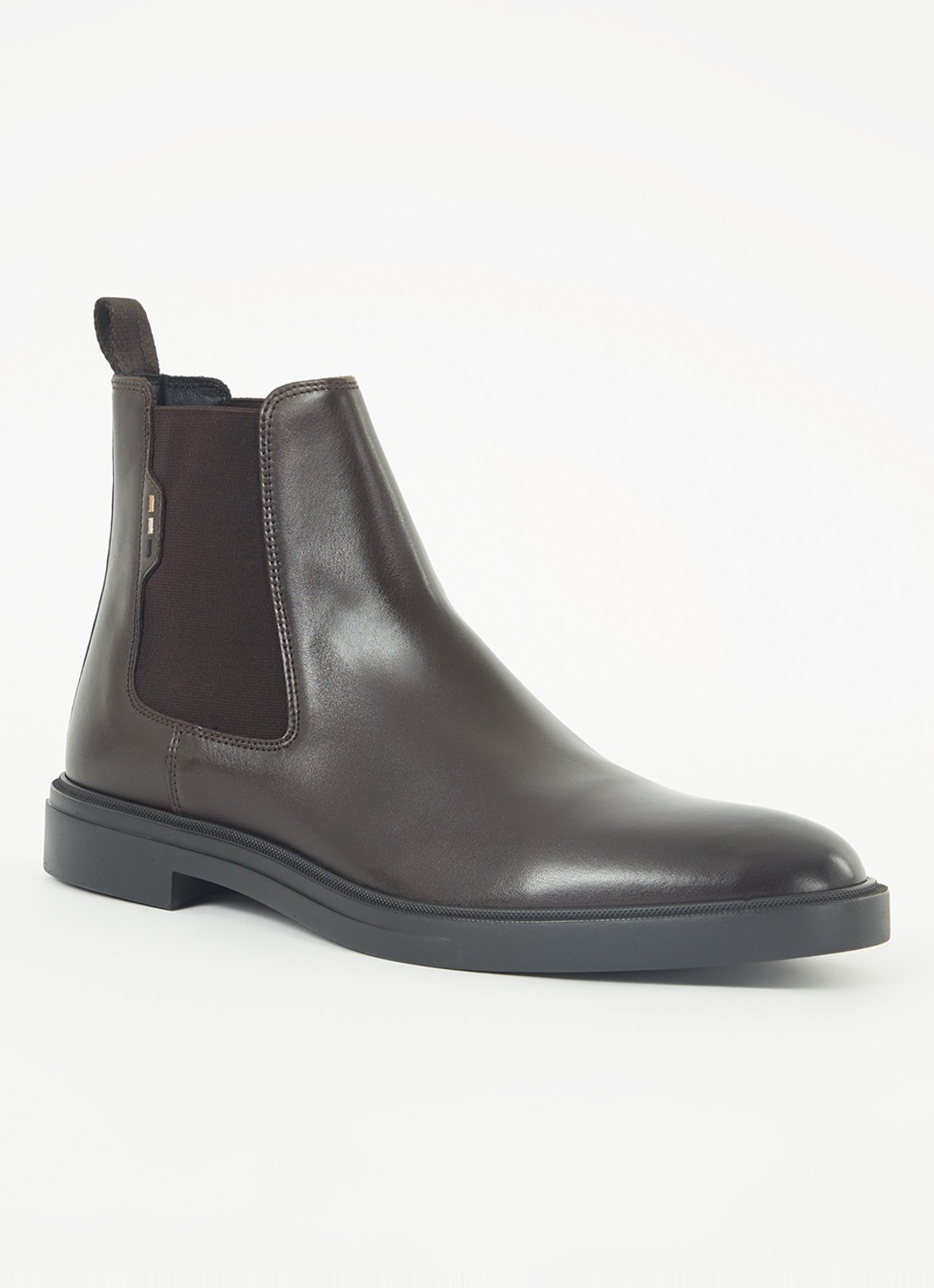 BOSS Calev chelsea boot van leer - voorkant 4 donkerbruin