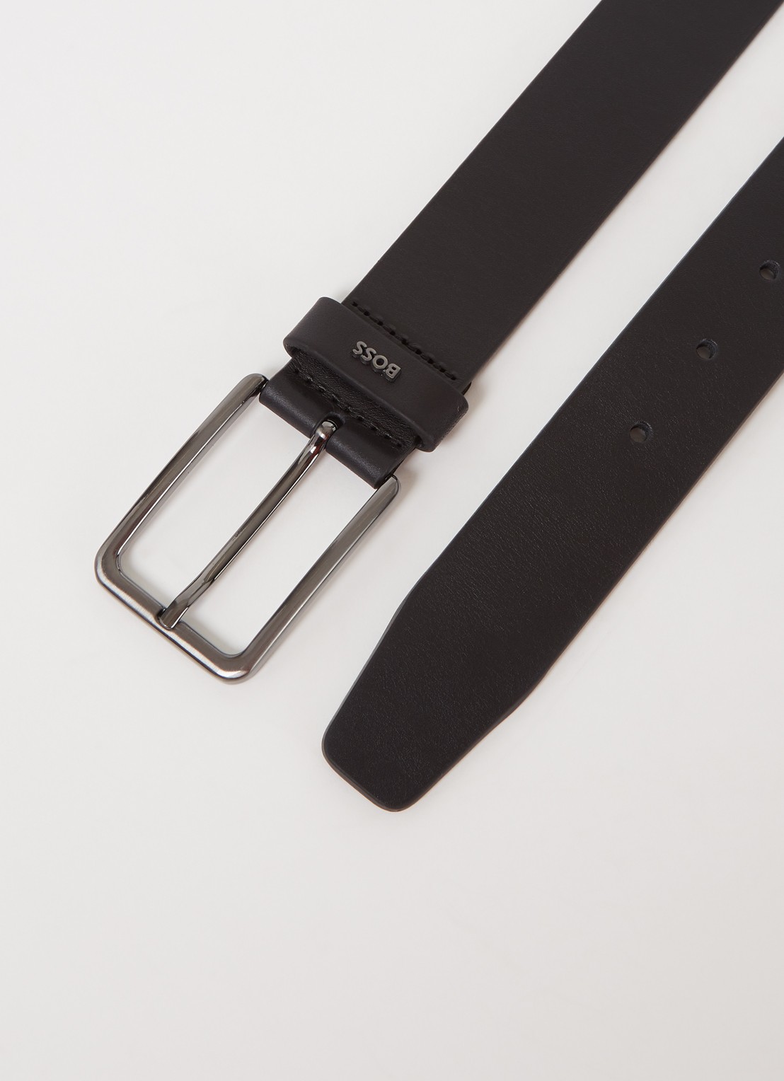 BOSS Calis riem van leer - detail 2 zwart