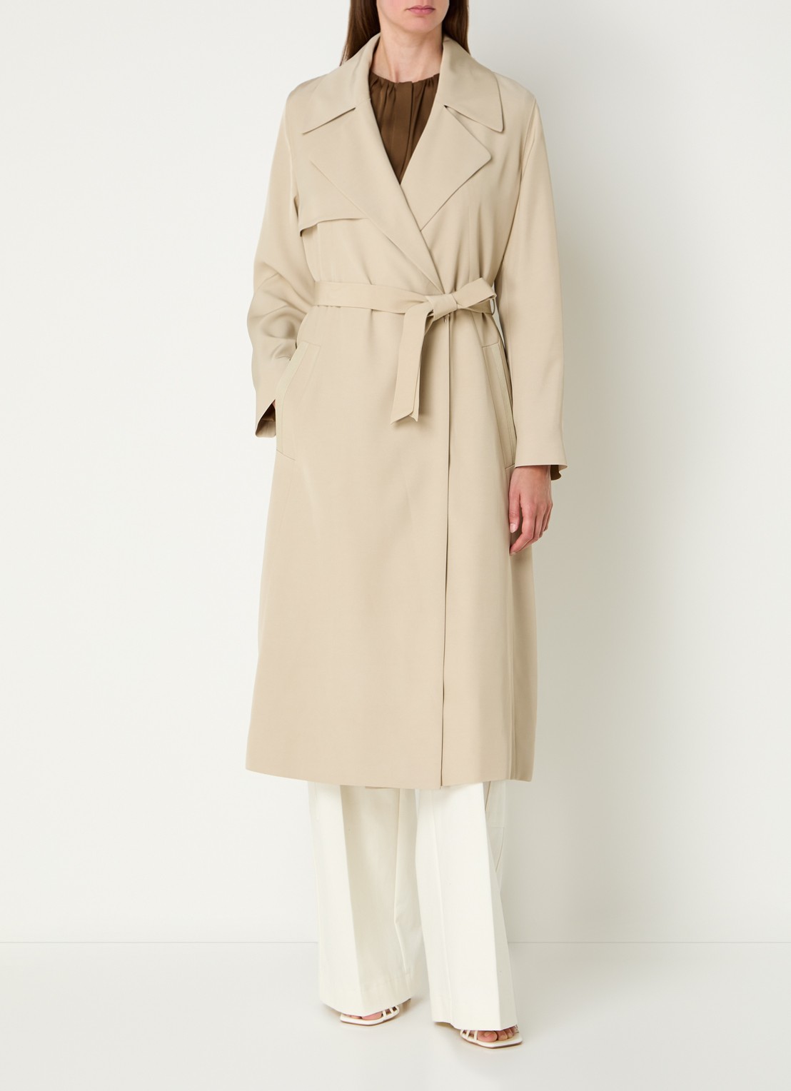 BOSS Calissya trenchcoat met strikceintuur - detail 4 beige