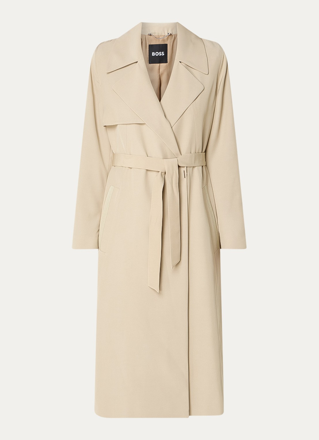 BOSS Calissya trenchcoat met strikceintuur - voorkant 2 beige