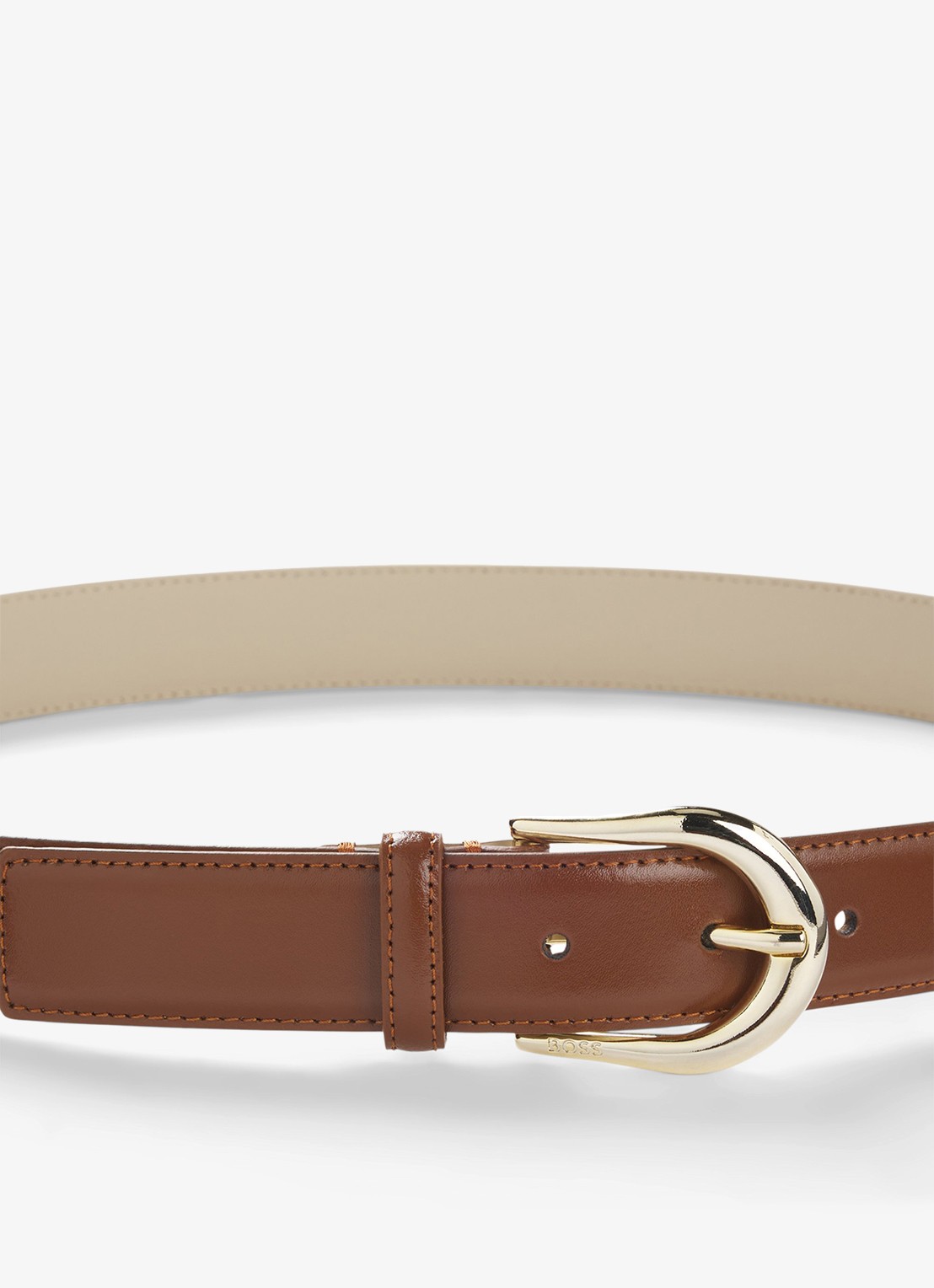 BOSS Carol riem van leer - detail 3 bruin