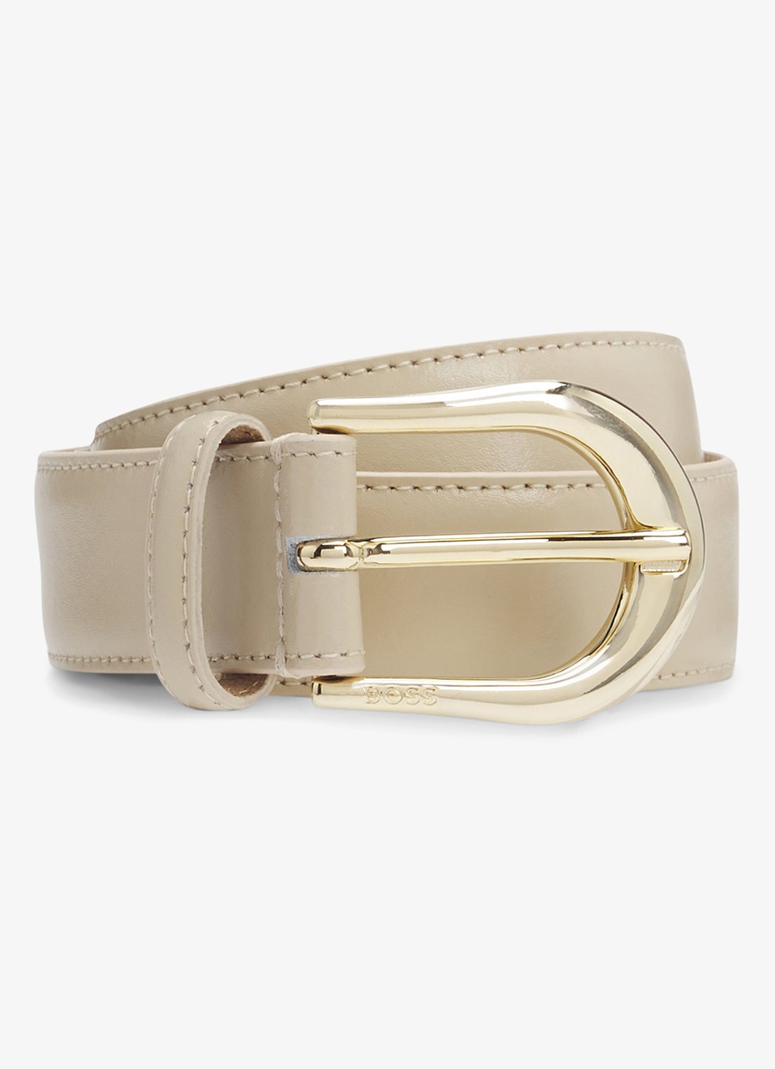 BOSS Carol riem van leer - voorkant creme