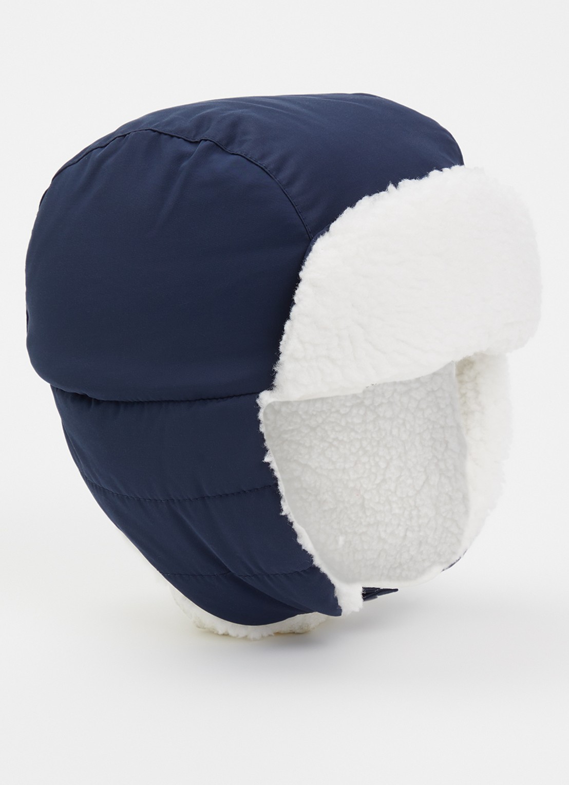 BOSS Chapka Teddy muts met logo - voorkant donkerblauw