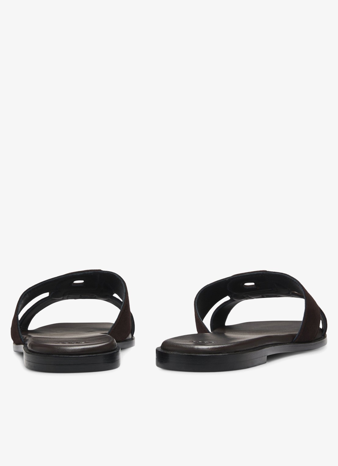 BOSS Charlize slipper van suède met logo - detail 2 dark brown-207 / bruin