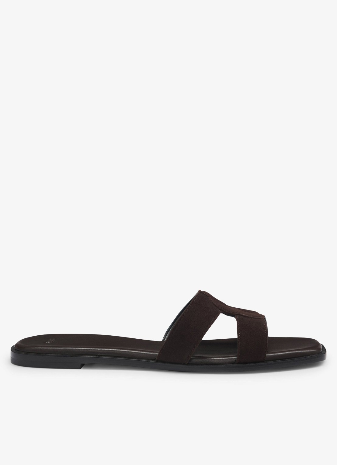 BOSS Charlize slipper van suède met logo - detail 3 dark brown-207 / bruin