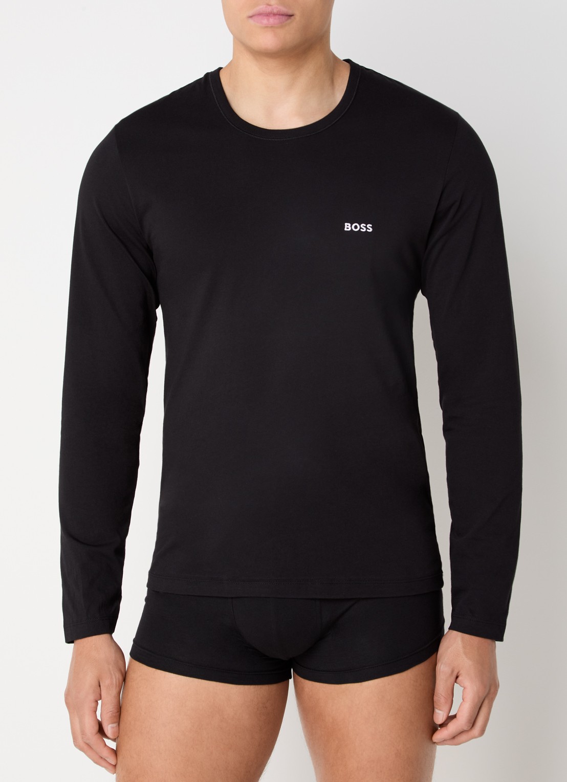 BOSS Classic longsleeve met logo in 3-pack - detail donkerblauw