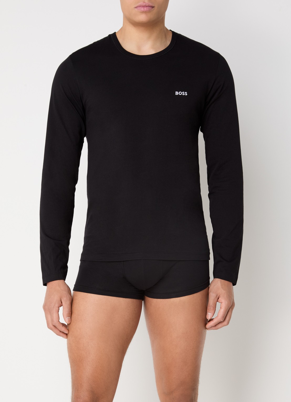 BOSS Classic longsleeve met logo in 3-pack - voorkant 4 donkerblauw