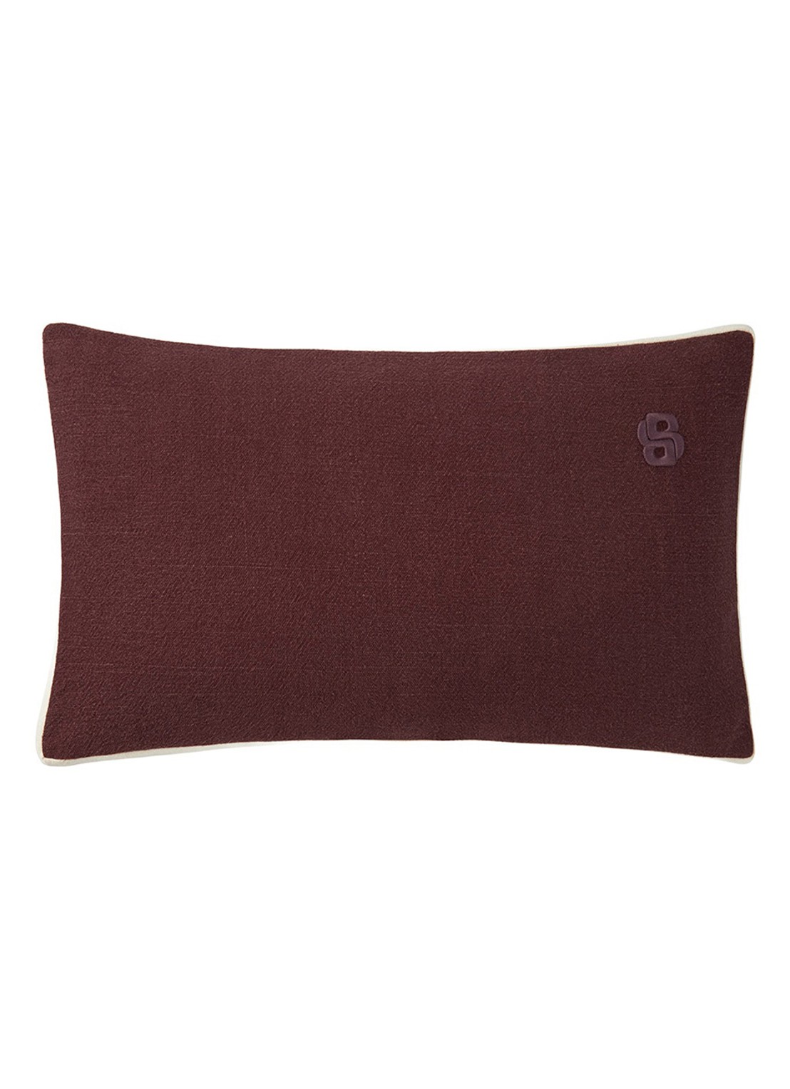 BOSS Clayton sierkussenhoes van linnen 31 x 55 cm - voorkant 3 donkerbruin
