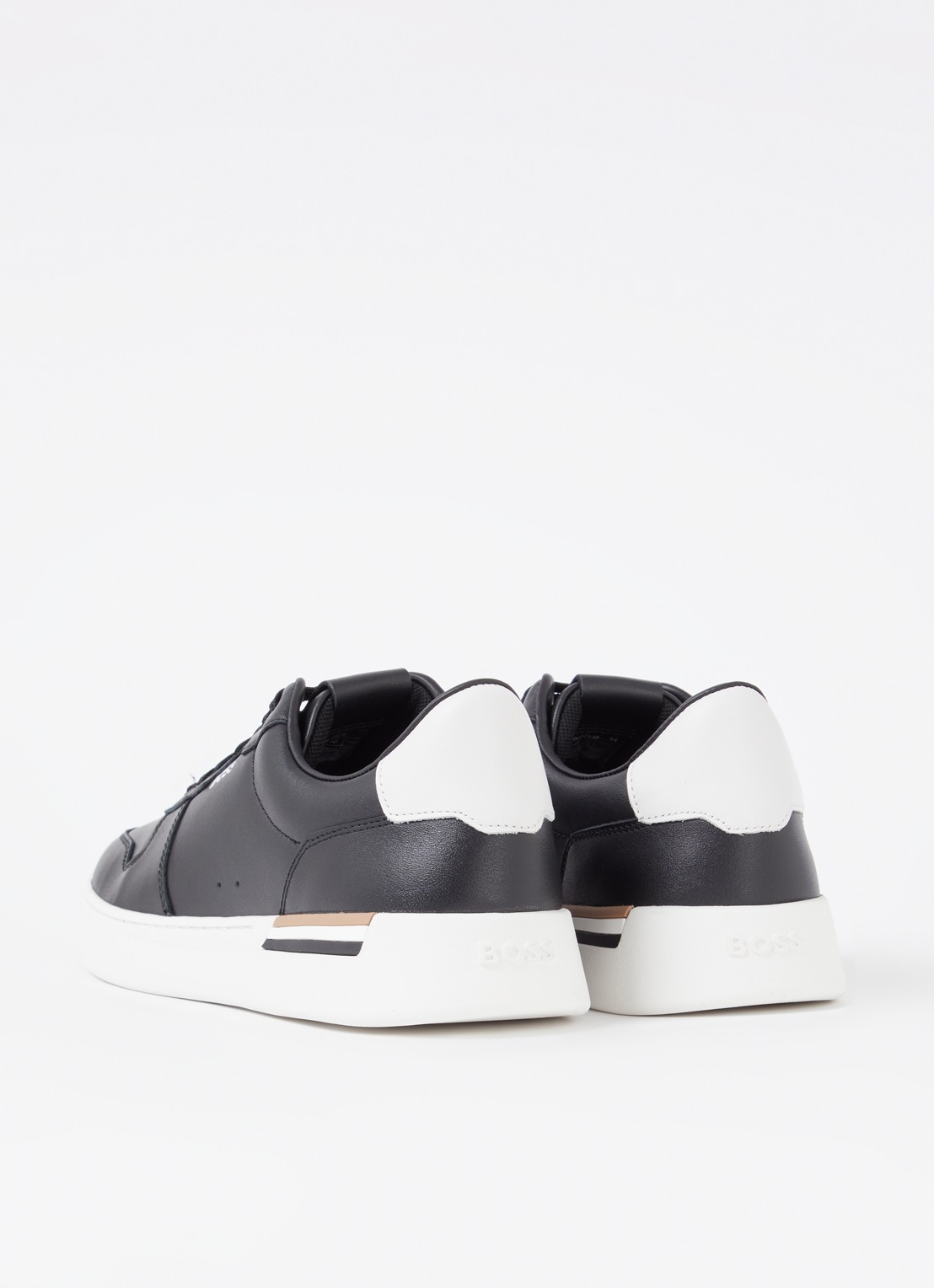 BOSS Clint sneaker van leer met logo - achterkant zwart