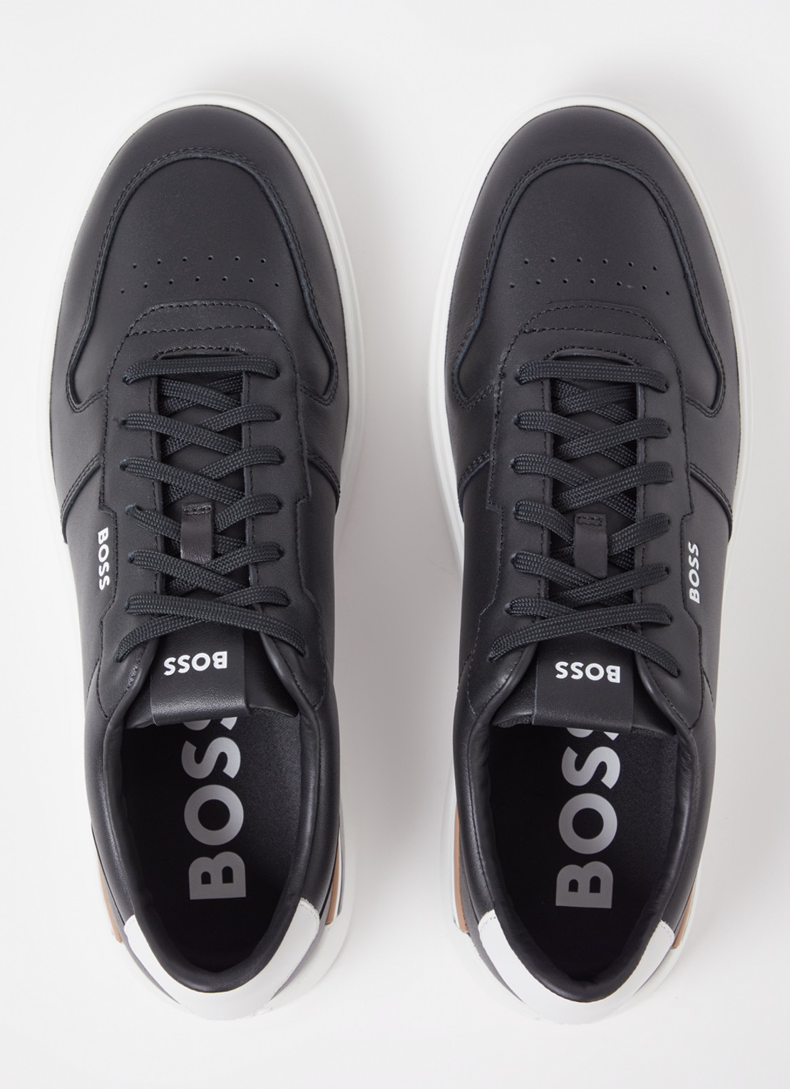 BOSS Clint sneaker van leer met logo - detail 4 zwart