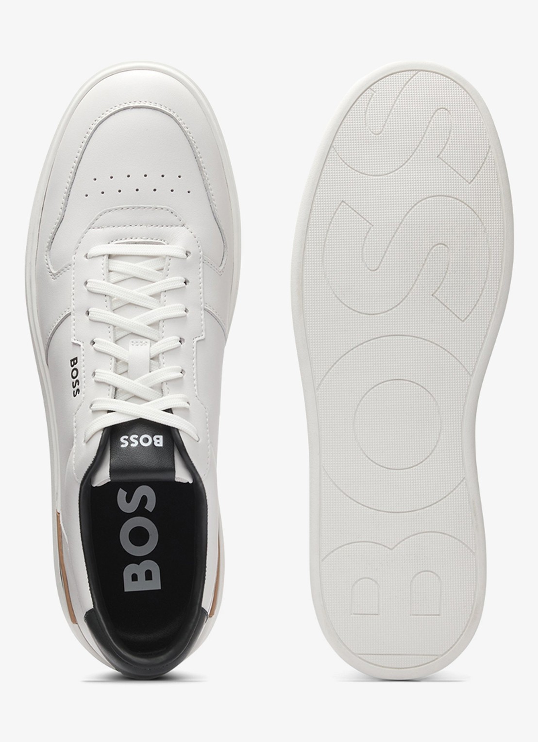 BOSS Clint sneaker van leer met logo - achterkant wit