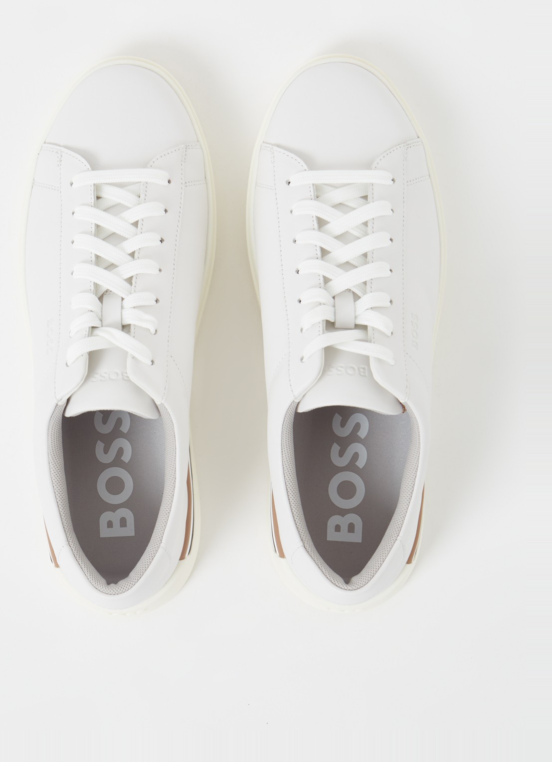 BOSS Clint sneaker van leer - detail 3 gebroken wit