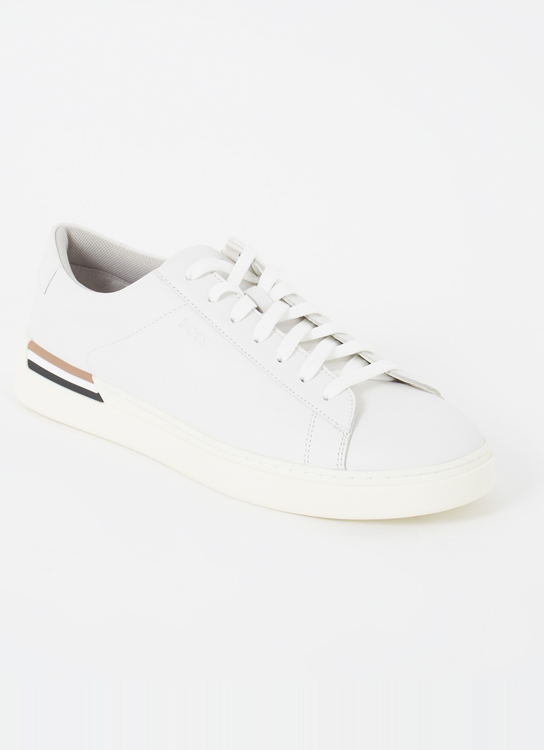 BOSS Clint sneaker van leer - voorkant 5 gebroken wit