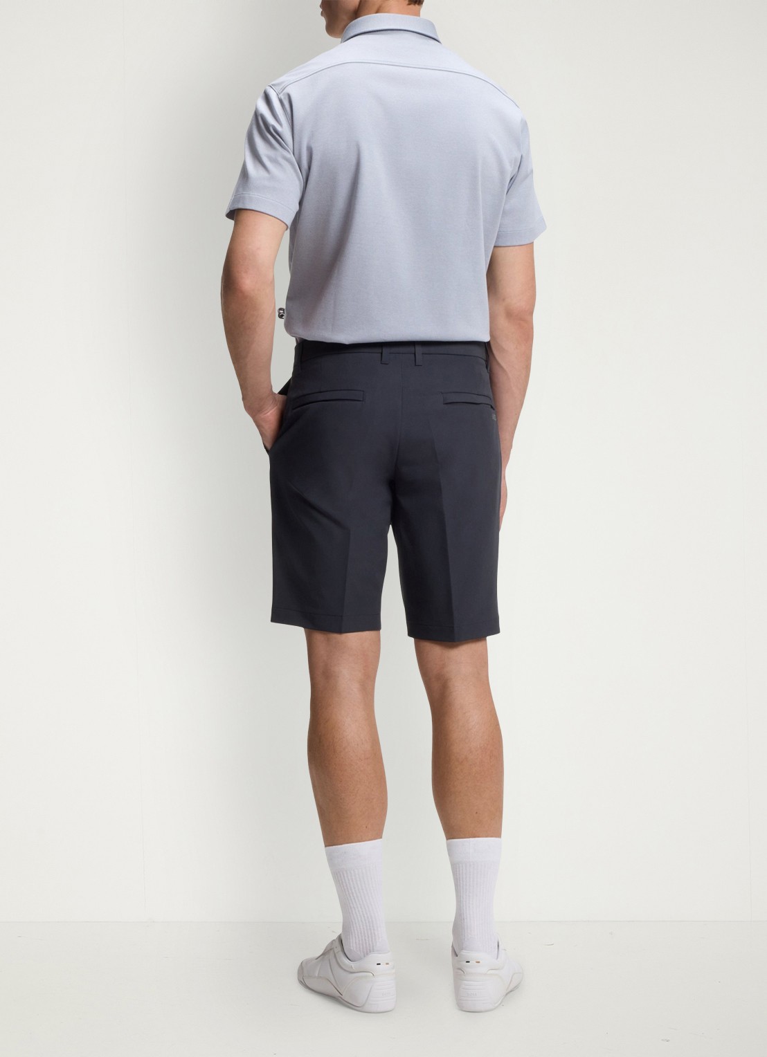 BOSS Commuter loose fit korte broek met steekzakken - detail 6 dark blue-402 / blauw
