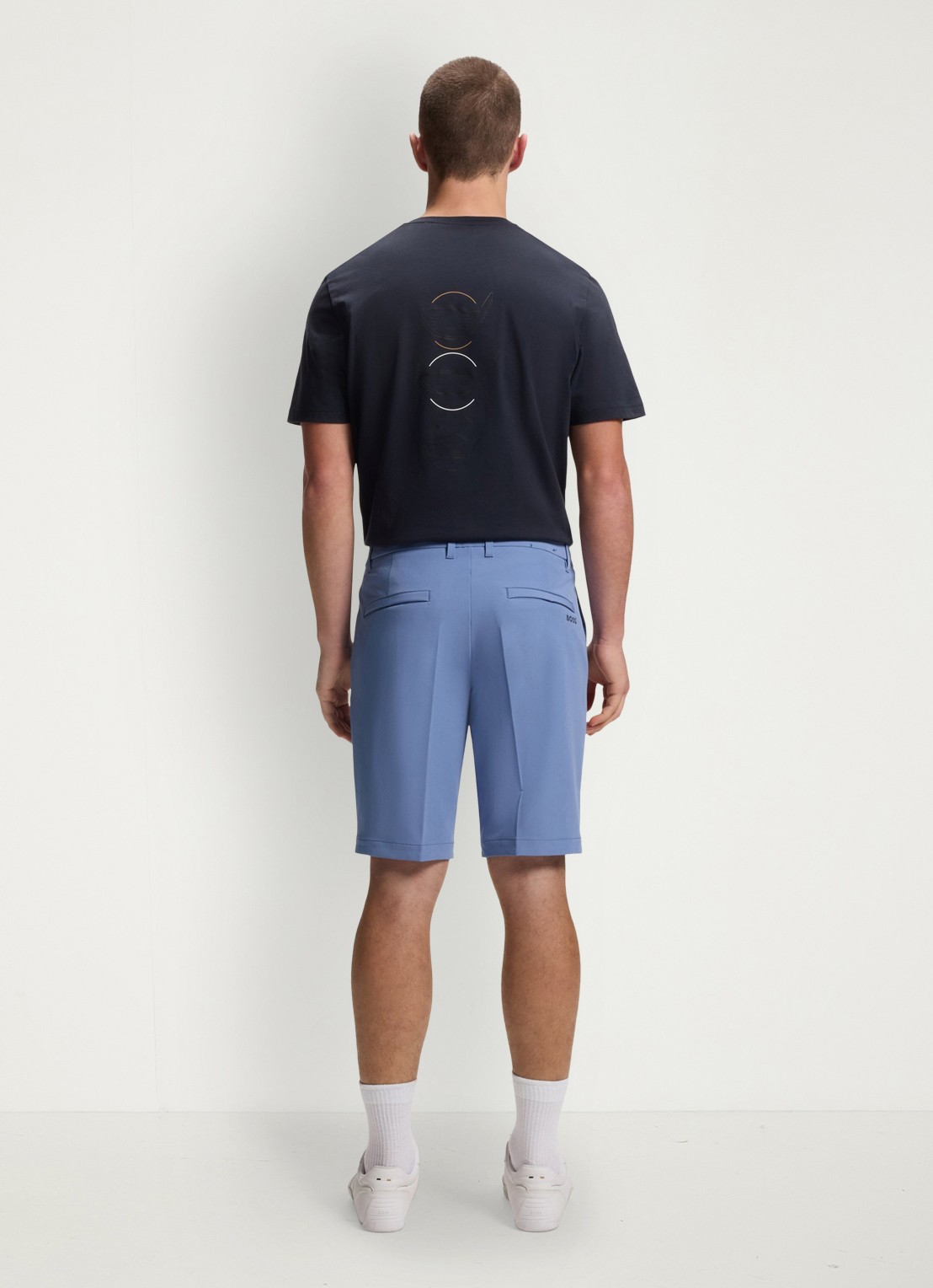 BOSS Commuter loose fit korte broek met steekzakken - achterkant 3 light/pastel blue-459 / blauw