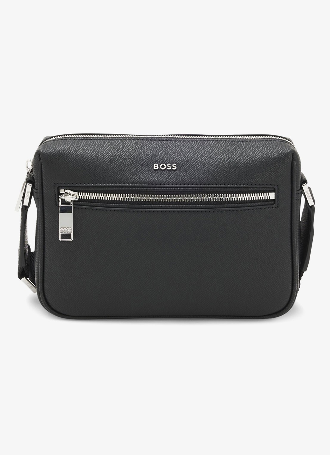 BOSS Crossbodytas met verstelbare schouderriem en logo - voorkant zwart