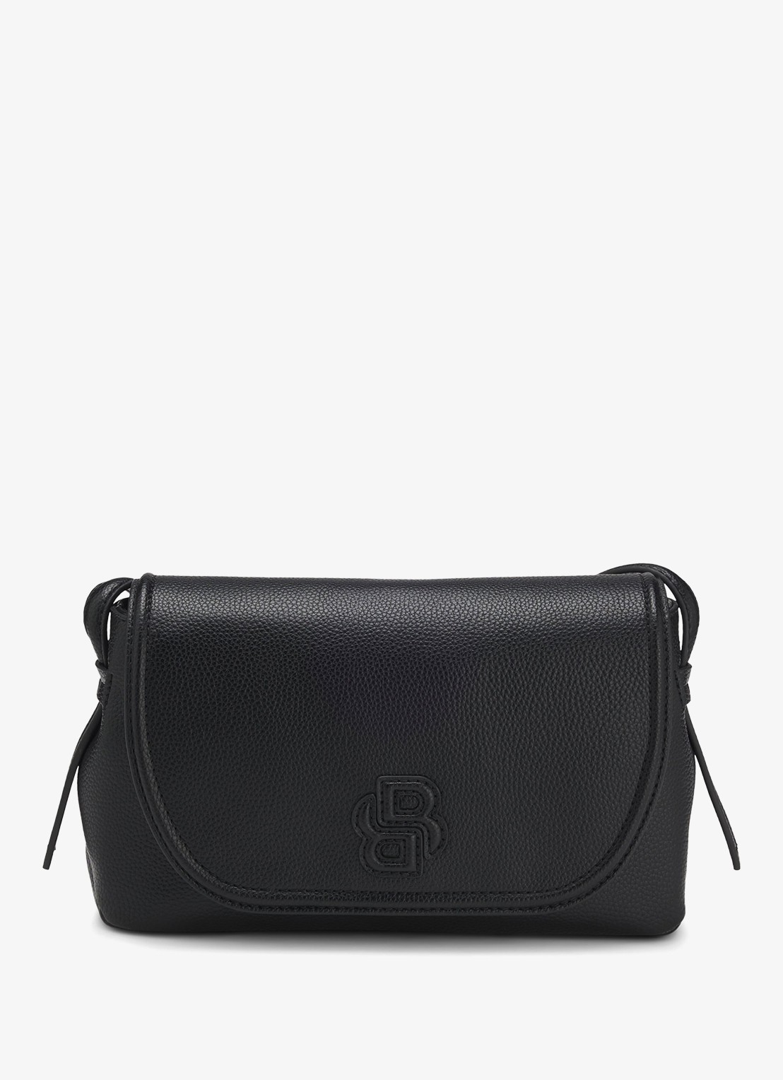 BOSS Crossbodytas van leer - voorkant zwart