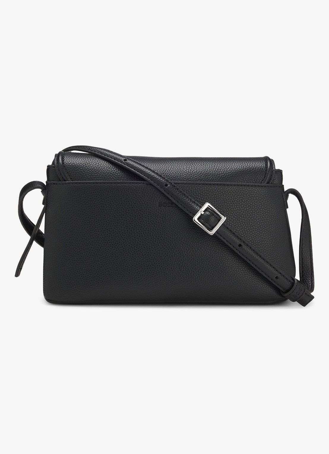 BOSS Crossbodytas van leer - voorkant 2 zwart
