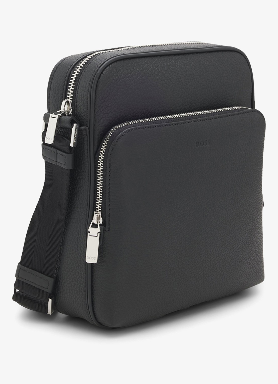 BOSS Crosstown crossbodytas van leer - detail 5 zwart