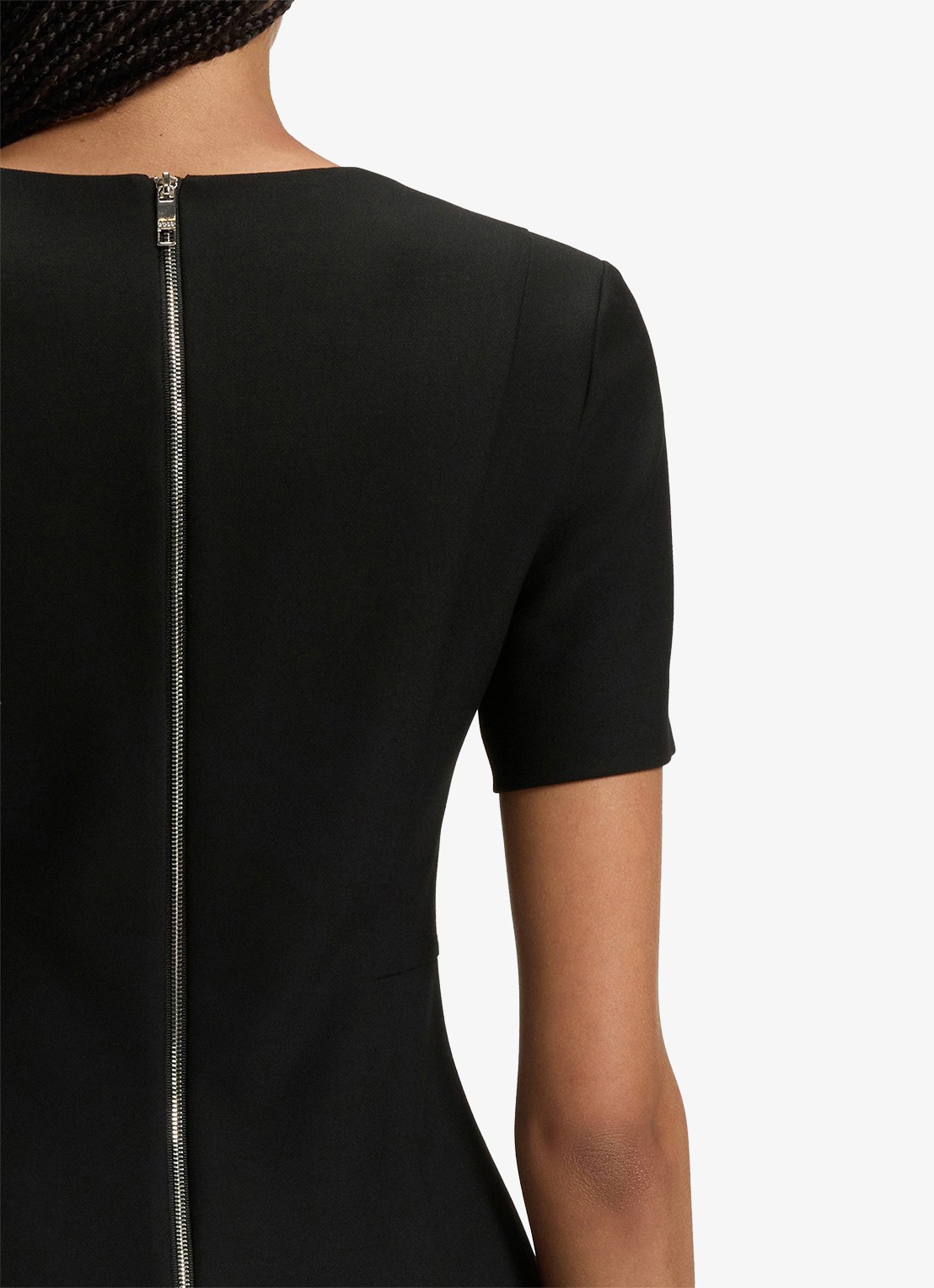BOSS Damaisa midi jurk met V-hals - detail 3 zwart