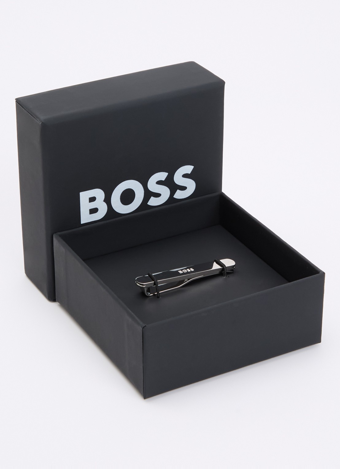 BOSS Dasspeld met gegraveerd logo - detail 3 zilver