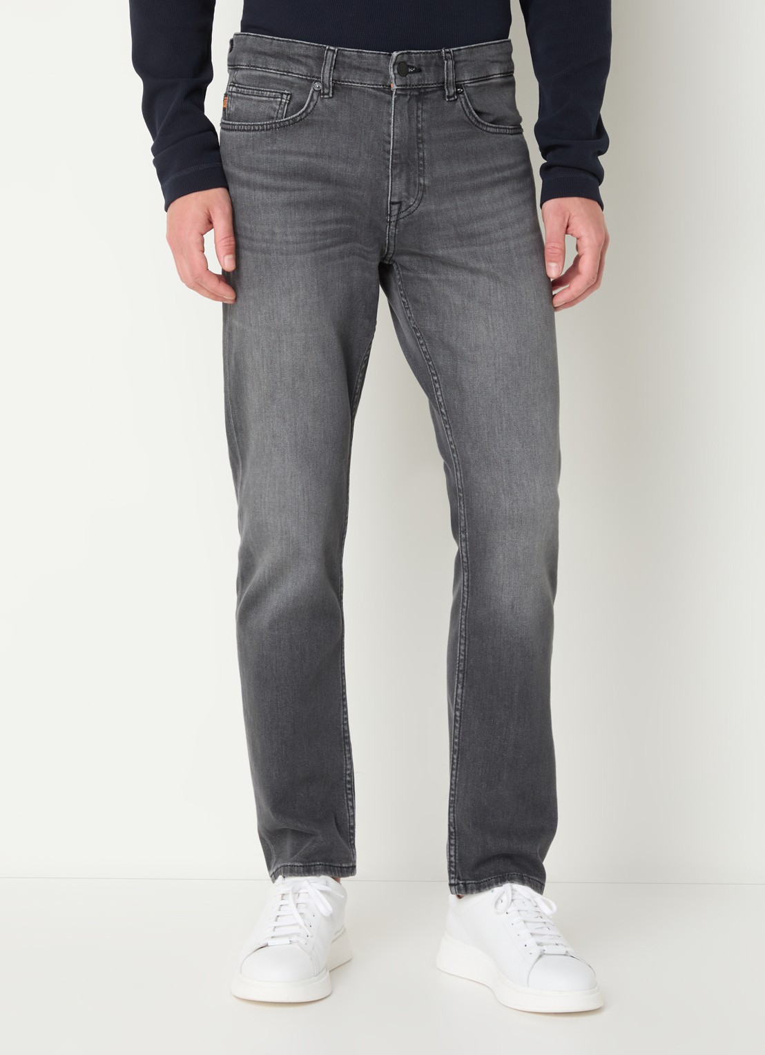 BOSS Delaware Bo slim fit jeans met gekleurde wassing - detail 3 donkergrijs