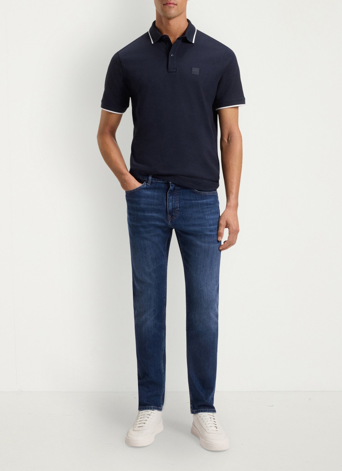 BOSS Delaware Bo slim fit jeans met stretch - voorkant 2 indigo