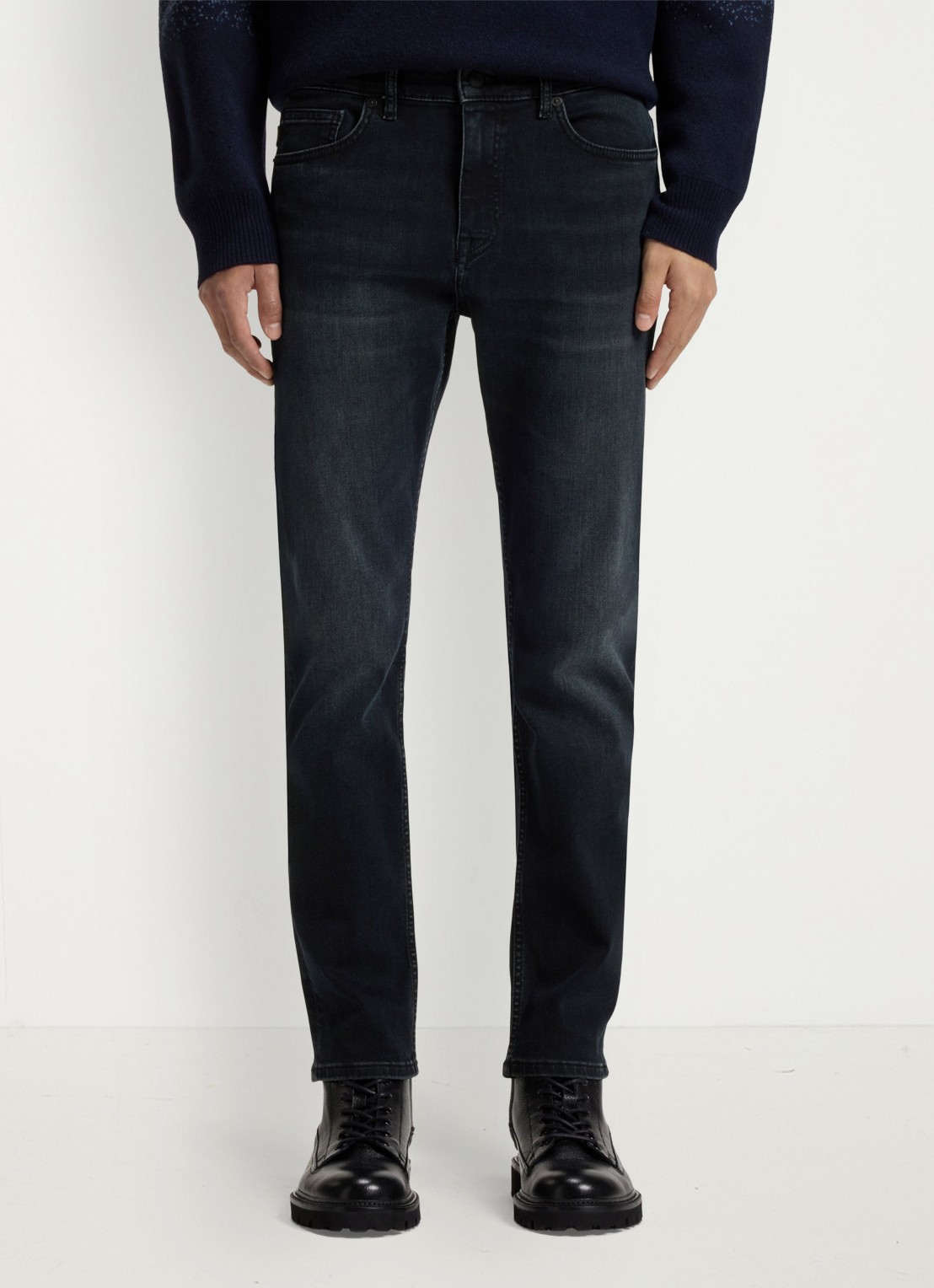 BOSS Delaware slim fit broek met logo - detail 3 denim