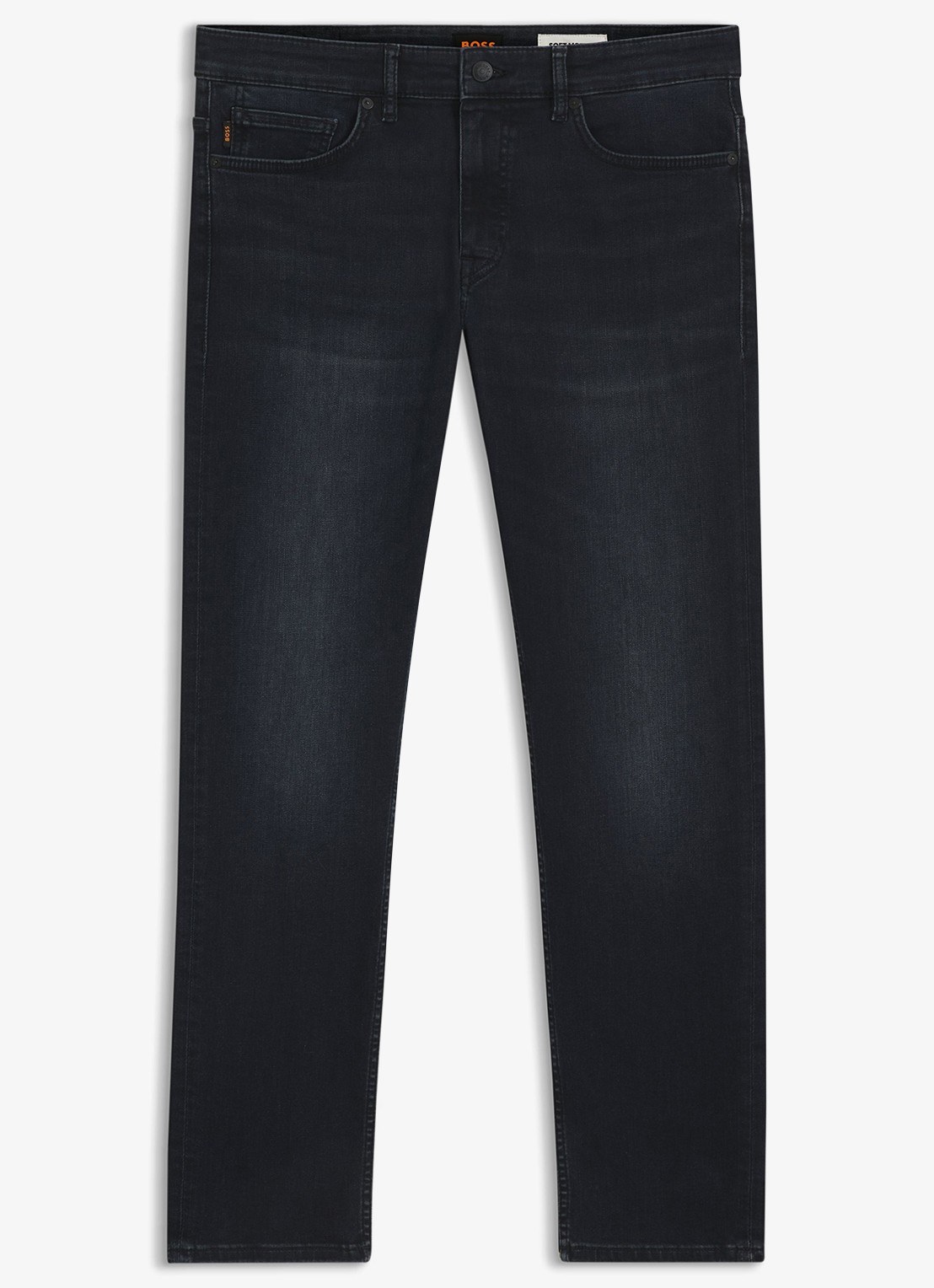 BOSS Delaware slim fit broek met logo - voorkant denim