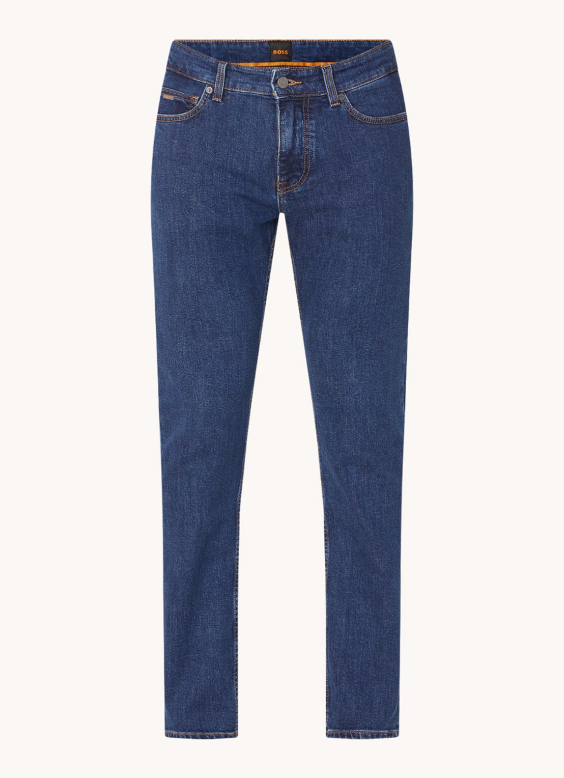 BOSS Delaware slim fit jeans met donkere wassing - voorkant 3 indigo