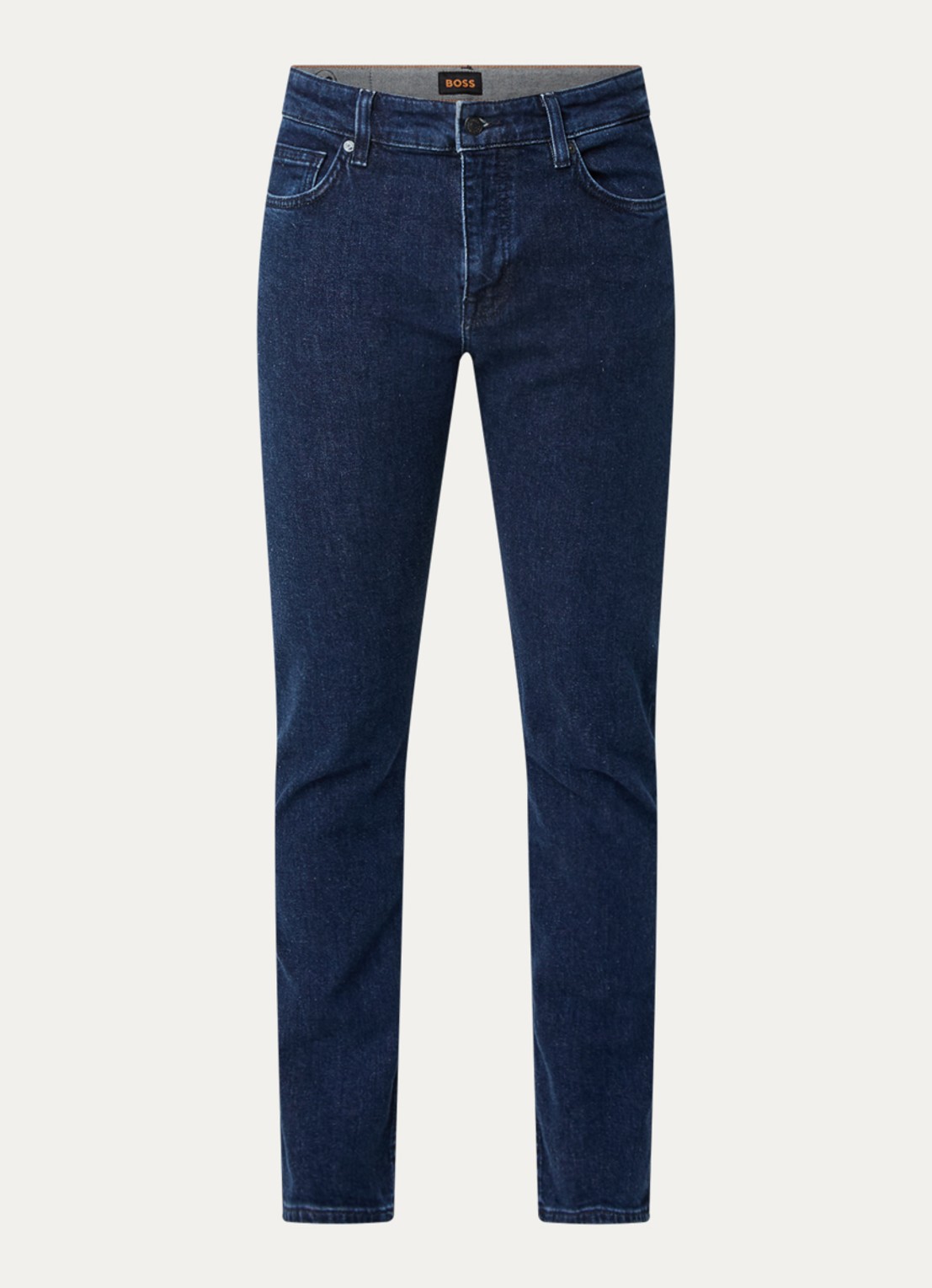 BOSS Delaware slim fit jeans met donkere wassing - voorkant 4 indigo
