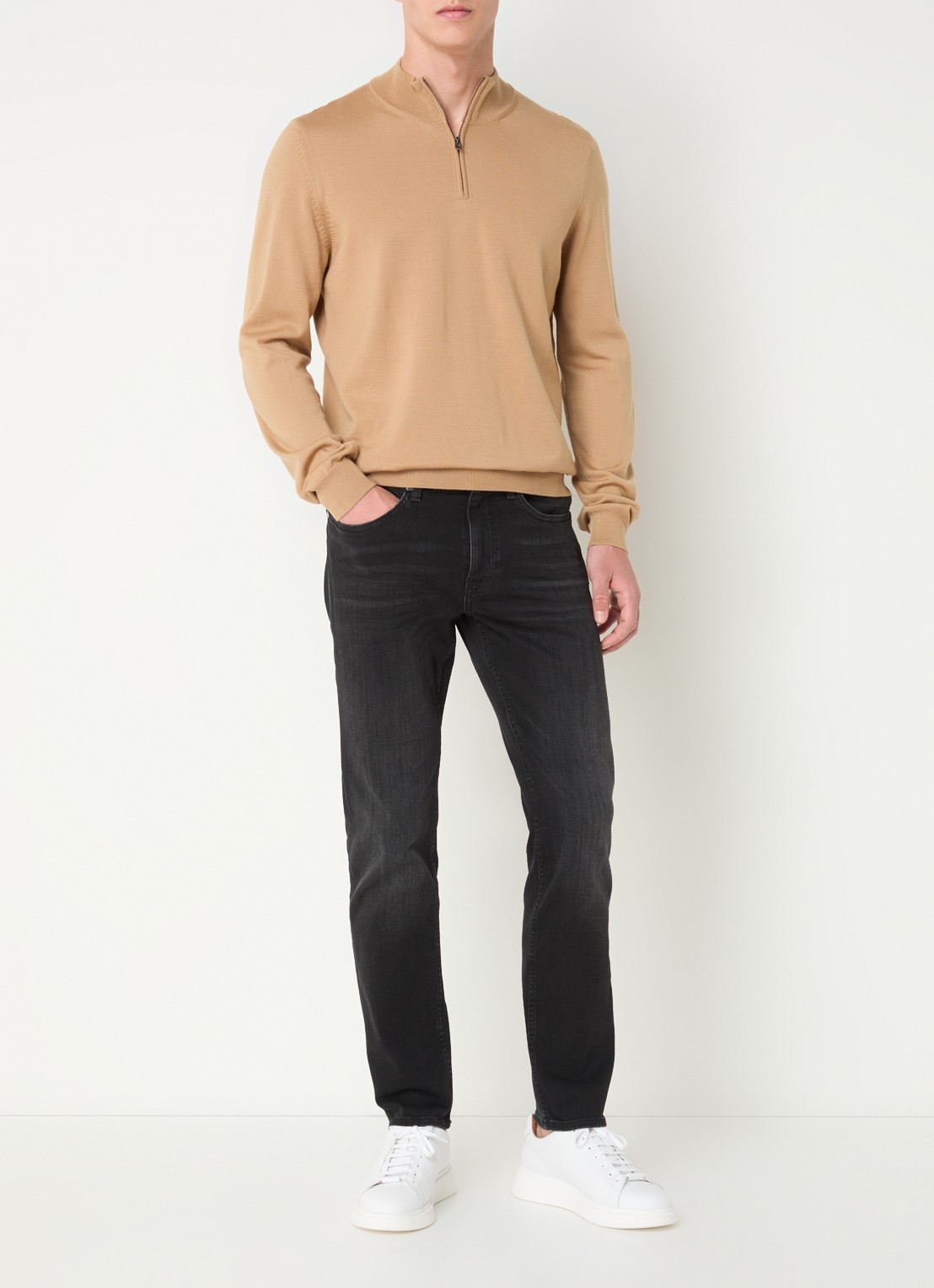 BOSS Delaware slim fit jeans met gekleurde wassing - voorkant 4 antraciet