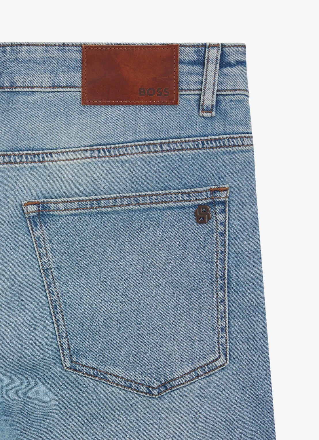 BOSS Delaware slim fit jeans met lichte wassing - detail 5 indigo