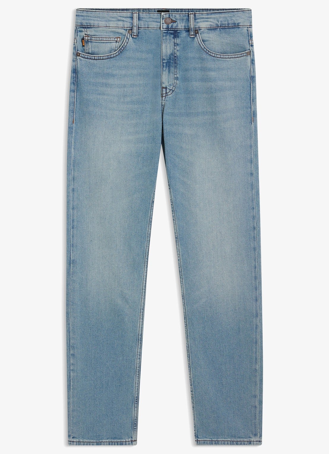 BOSS Delaware slim fit jeans met lichte wassing - voorkant indigo