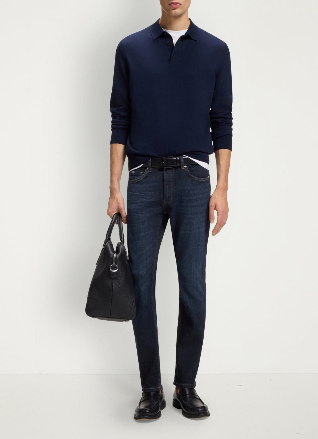 BOSS Delaware slim fit jeans met steekzakken - voorkant 2 indigo